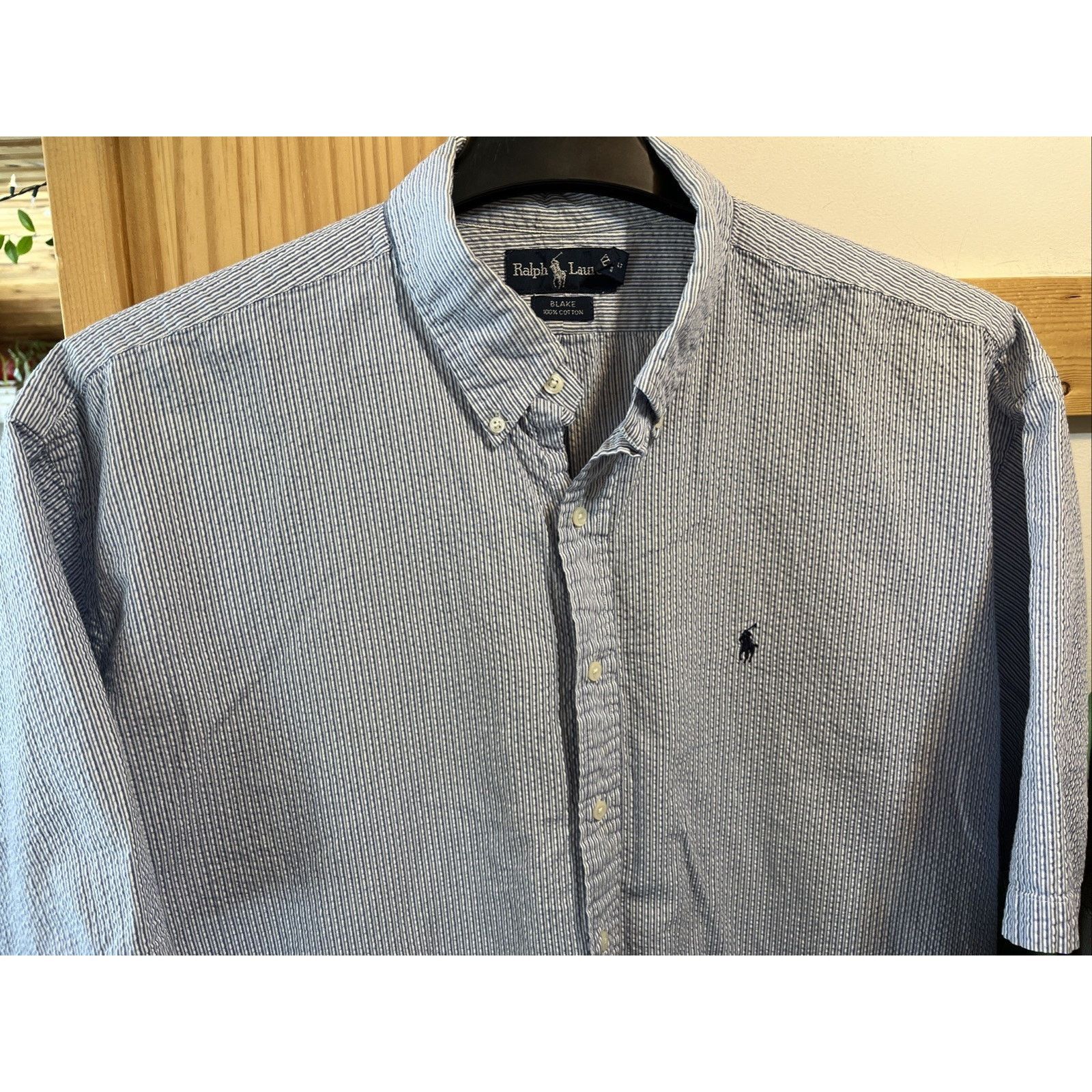 Ralph Lauren Vintage Ralph Lauren Blake XXL Striped Blue Men's Shirt SS Size US XXL / EU 58 / 5 - 3 Thumbnail