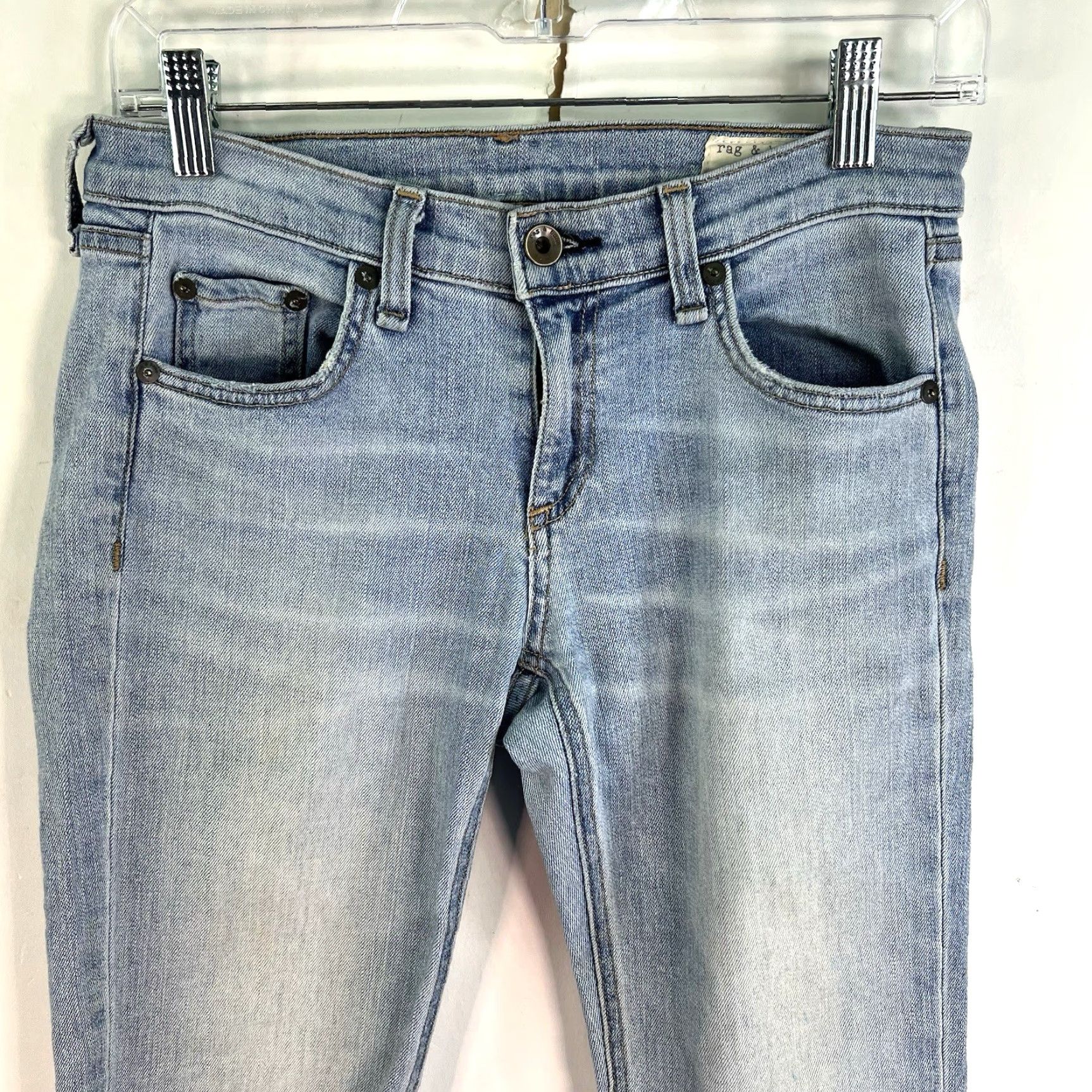 Rag & Bone rag & bone The Dre Slim Straight Denim Jeans Womens Size 24 Blue Raw Hem 30X27 Slim Straight, Distressed, Logo, USA Theme Mens Womens Size 42" / US 20 - 3 Thumbnail