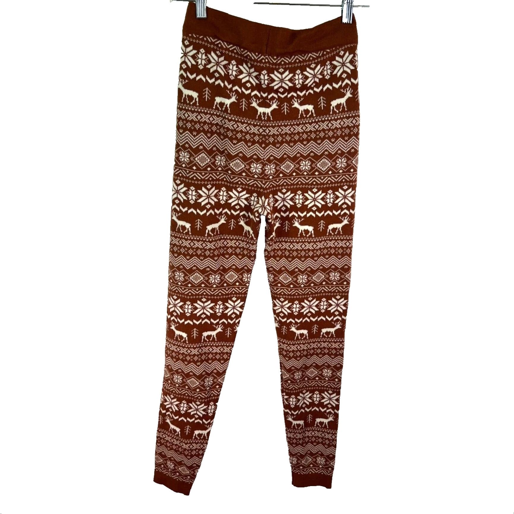 Forever 21 FOREVER 21 Pants Women S Brown 26X30 Lounge Sleepwear Christmas Tree Reindeer Knit Flat Front Pull On 30" Inseam High Rise Womens Size 28" / US 6 / IT 42 - 6 Thumbnail