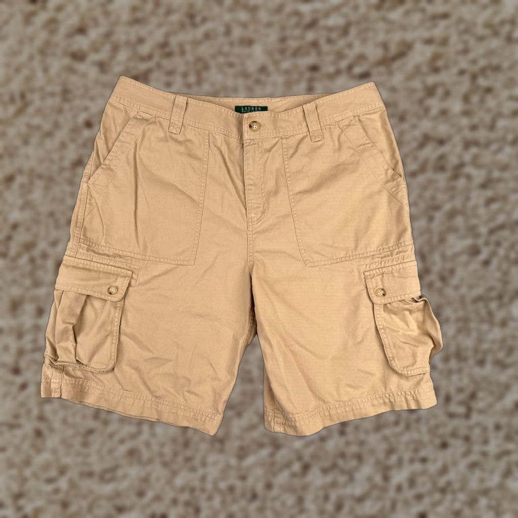 Ralph Lauren VINTAGE Lauren Ralph Lauren Shorts Womens 14 Beige Cargo LRL Cotton Rayon Blend Size 36" / US 14 / IT 50 - 1 Thumbnail