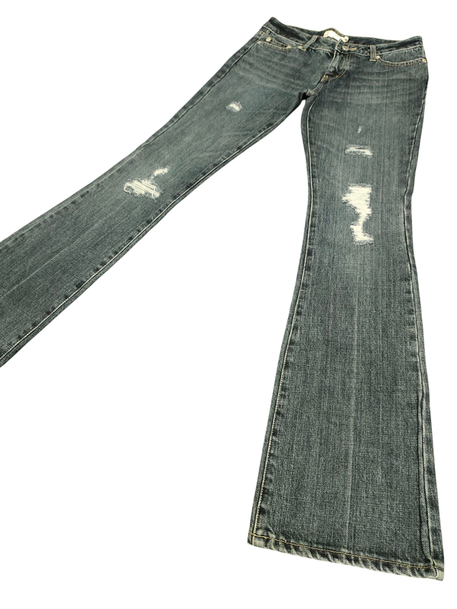 If Six Was Nine Flare Jeans Dejavu Distress Denim Bootcut Low Rise Size US 28 / EU 44 - 1 Thumbnail
