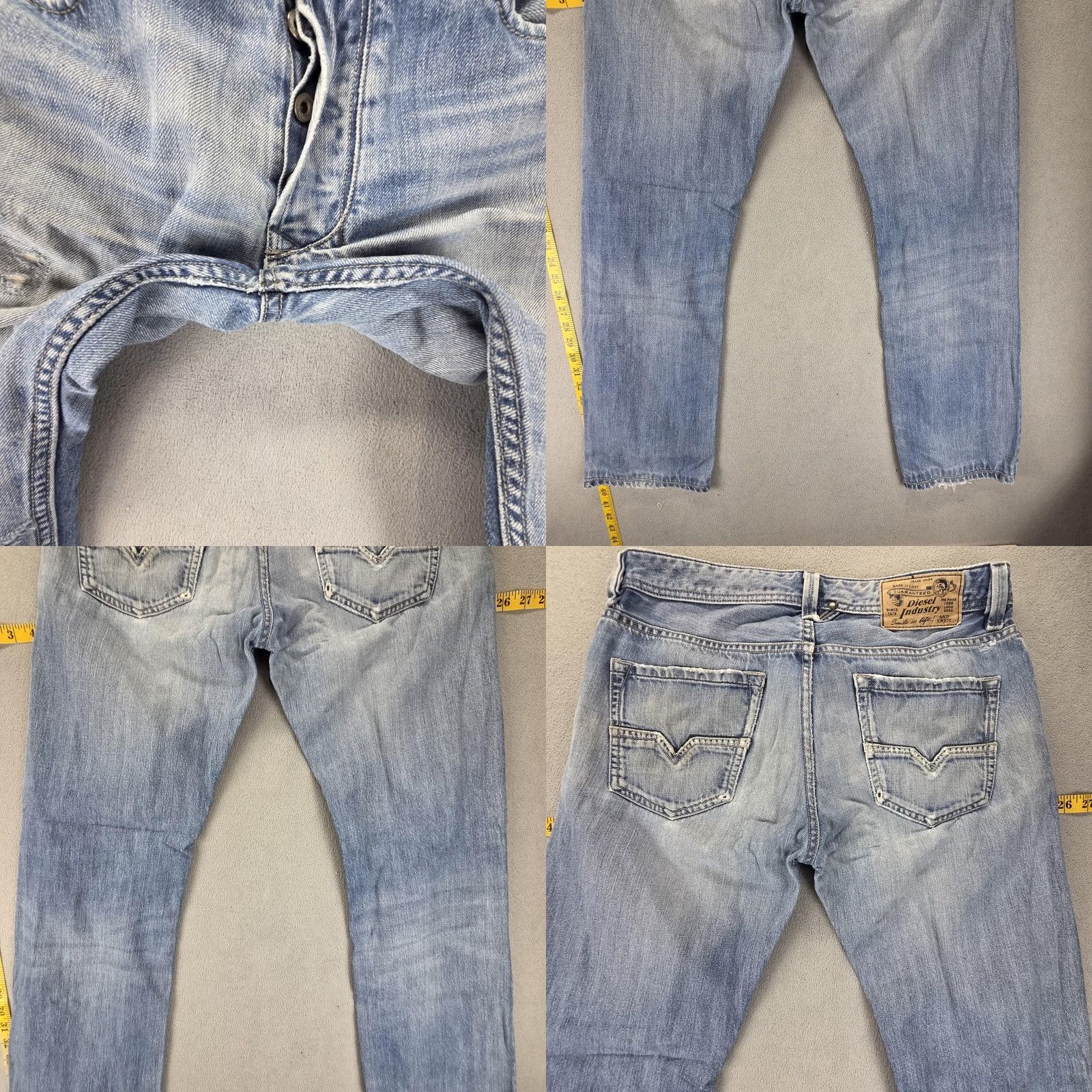 Diesel Diesel Jeans Mens 31x34 Blue Larkee Straight Distressed Button Fly 008XR Size US 31 - 9 Thumbnail