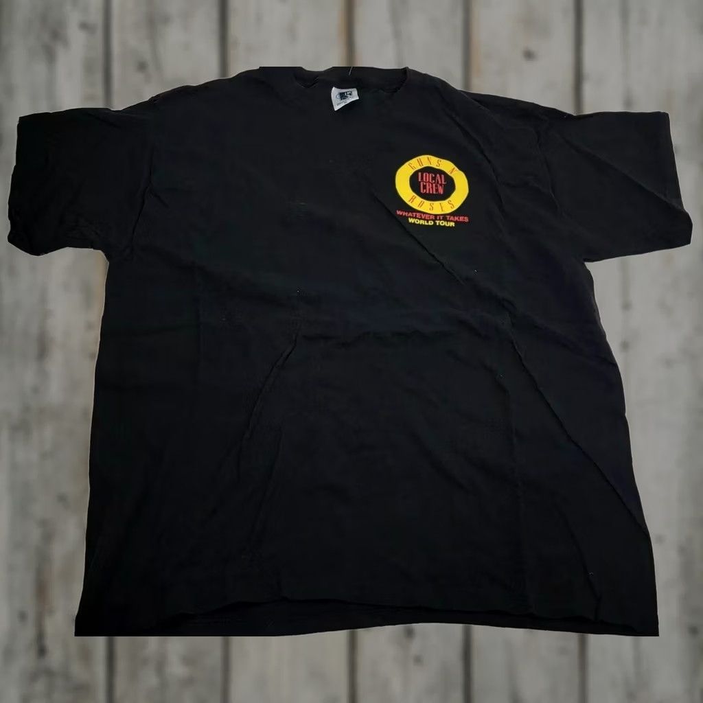 Vintage VINTAGE Guns N Roses World Tour Local Crew T-shirt XL 90s Unisex Black Cotton Graphic Tee Size US XL / EU 56 / 4 - 1 Thumbnail
