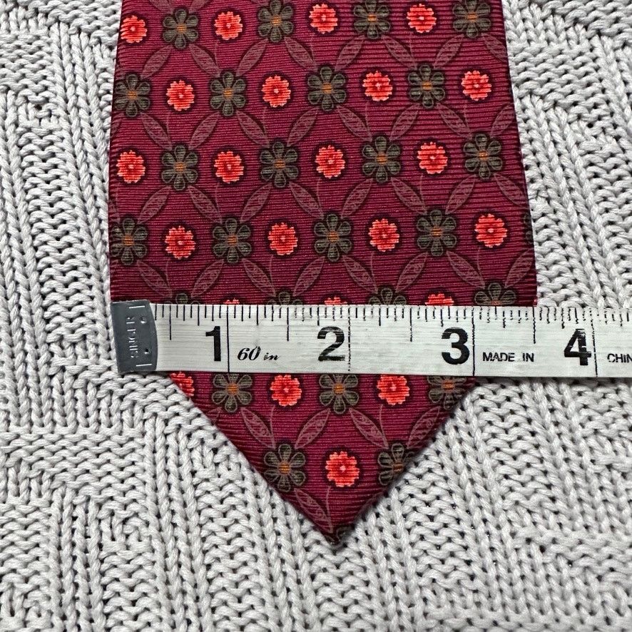 Ermenegildo Zegna Ermenegildo Zegna red floral geometric silk tie Size ONE SIZE - 5 Thumbnail