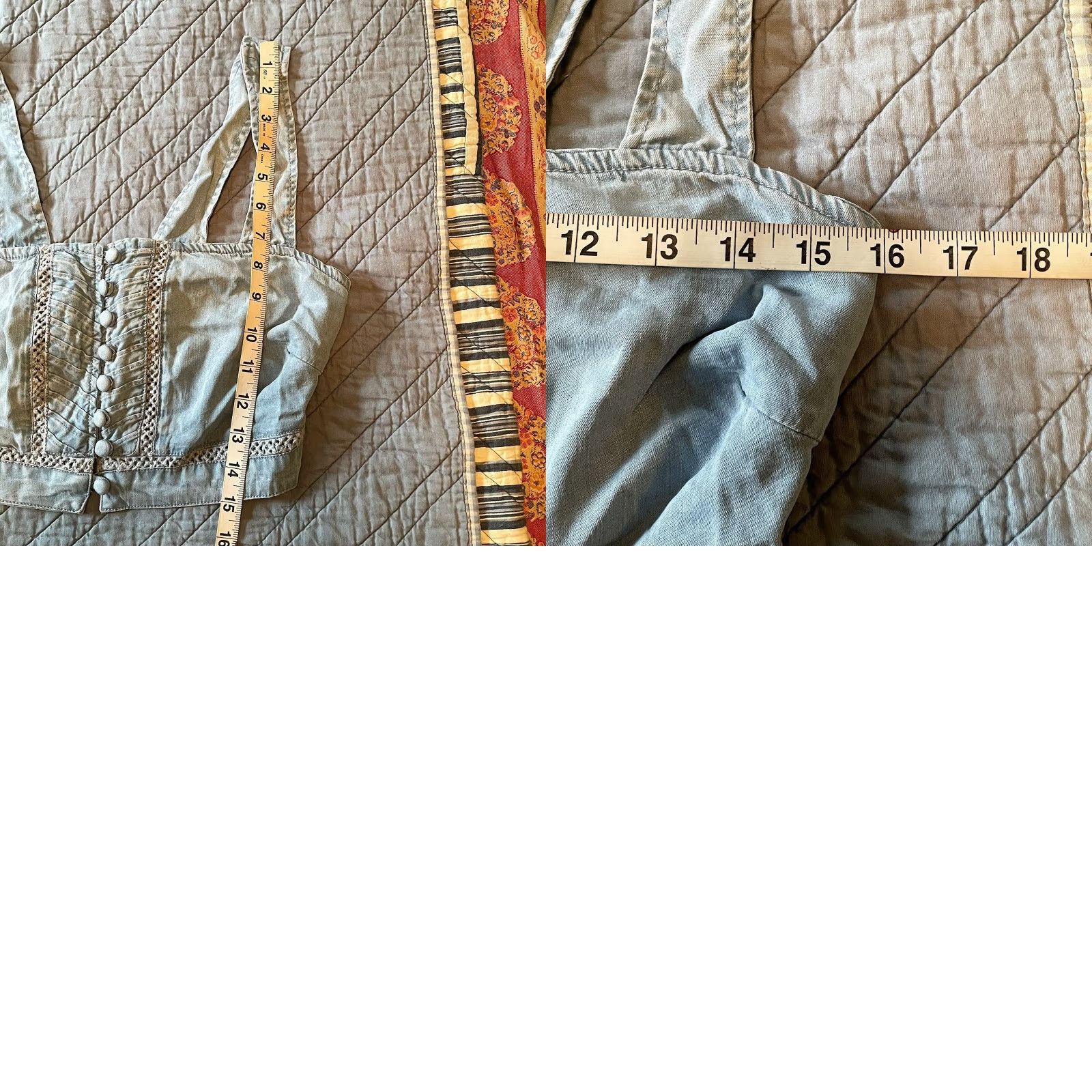 Guess GUESS Chambray Eco Women’s Sleeveless Jaylani Crop Top M NWT Adjustable Back Shirt Womens Crop Top Summer Boho 70s Fashion (Blue) Size M / US 6-8 / IT 42-44 - 9 Thumbnail