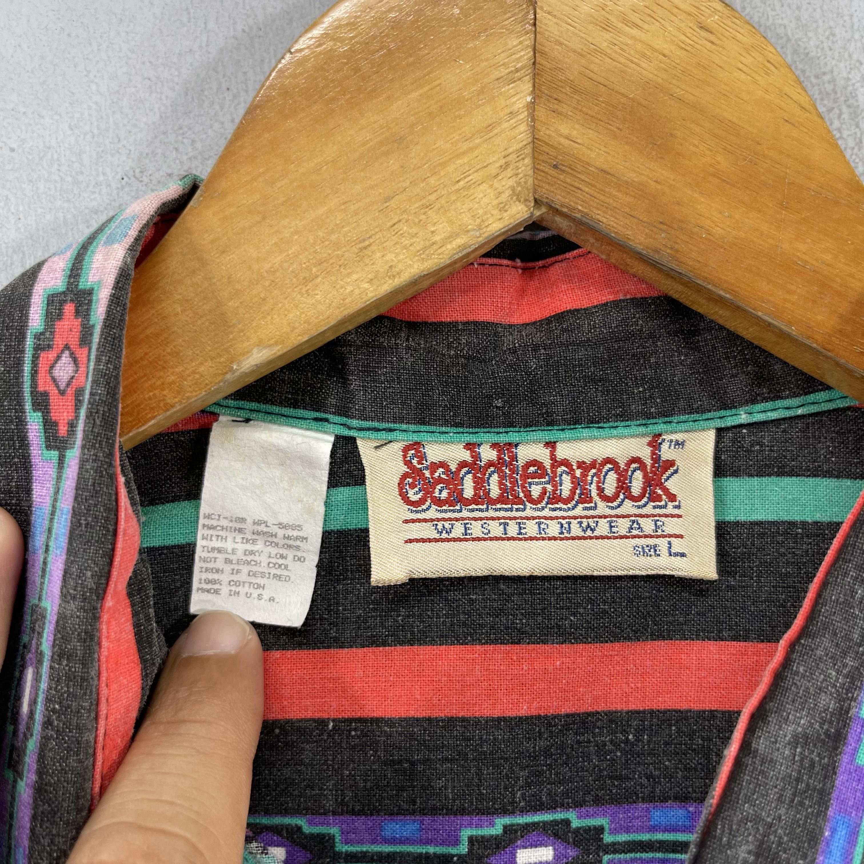 Native × Vintage Vintage SADDLEBROOK Native Stripes Style Western Shirt Size US L / EU 52-54 / 3 - 4 Thumbnail