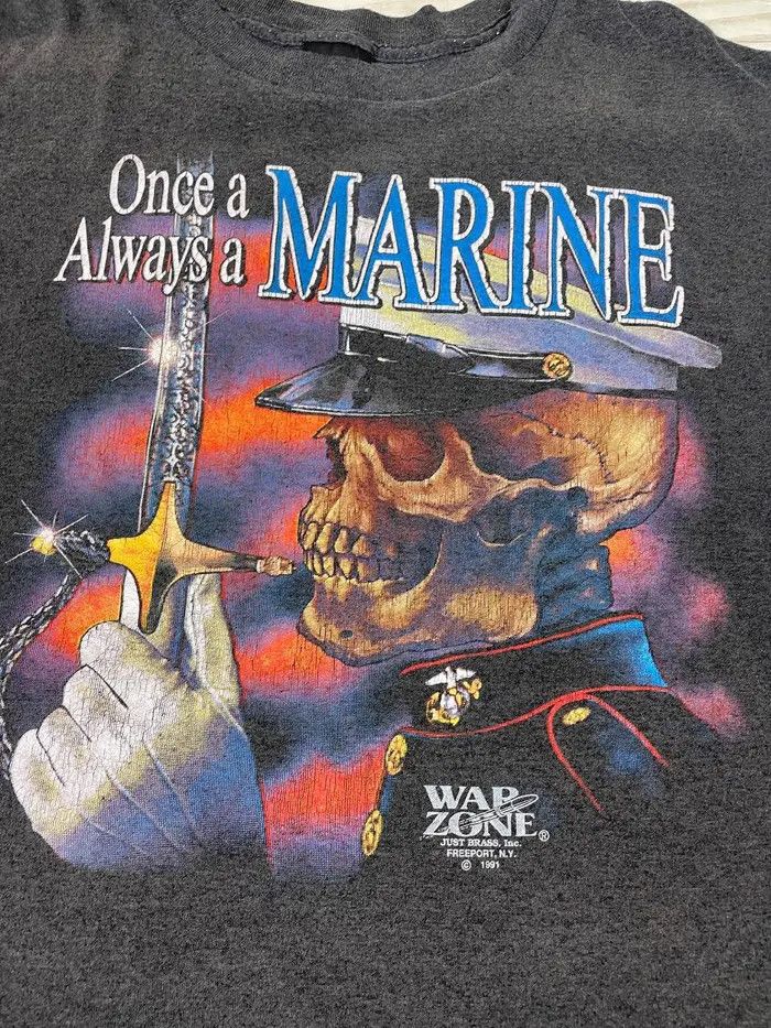 Harley Davidson Harley Davidson 1991 3D Emblem Once A Always A Marine TEE Size US XL / EU 56 / 4 - 4 Thumbnail