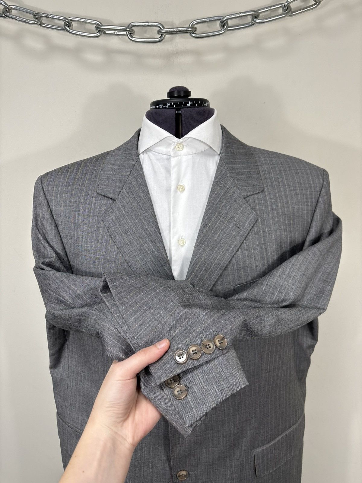 Other Bespoke Dormeuil Men’s 2-Piece Grey Pinstripe Wool Suit Size 52R - 7 Thumbnail