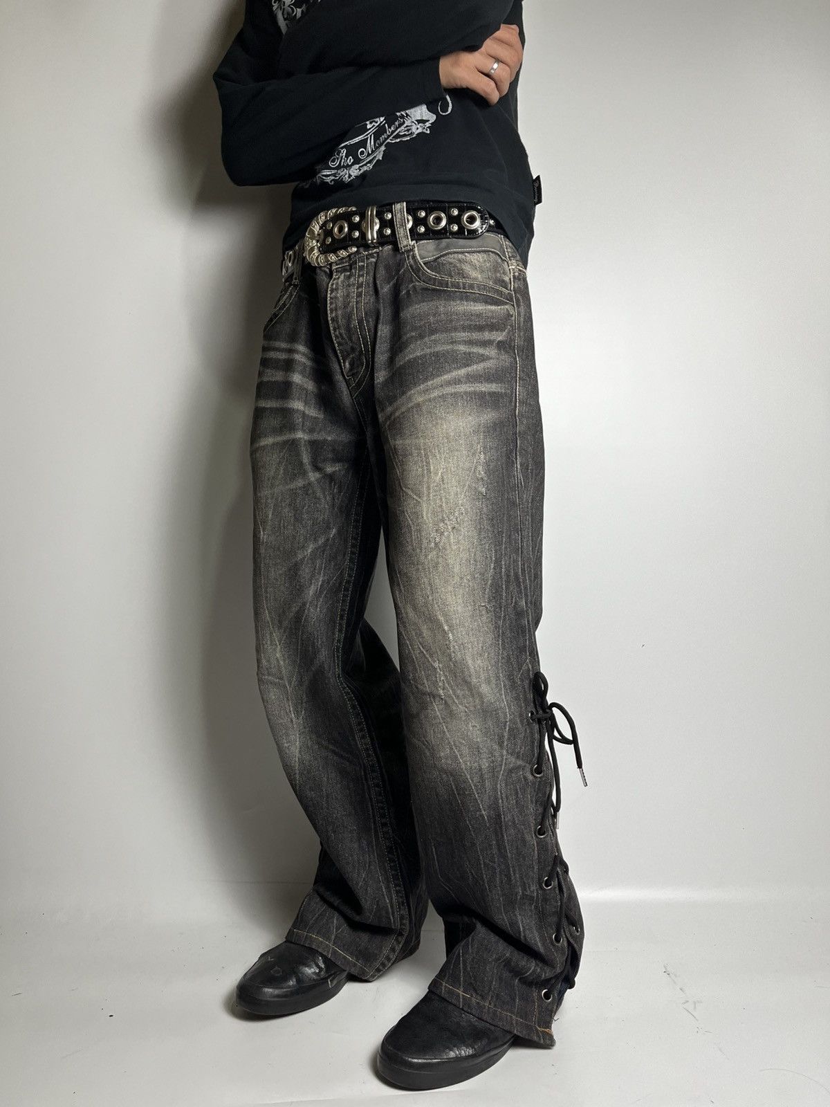 Japanese Brand Lace up pasta denim pant vkei style japanese brand Size US 36 / EU 52 - 20 Thumbnail