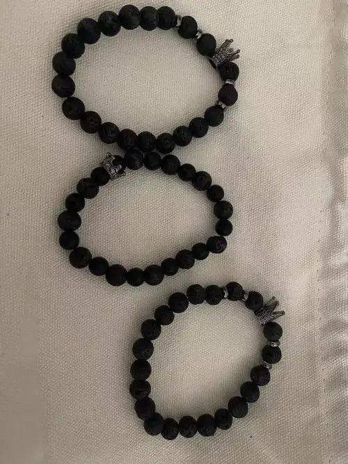 Jewelry Lava Stone Bracelet Set Imperial Crown Size ONE SIZE - 3 Thumbnail