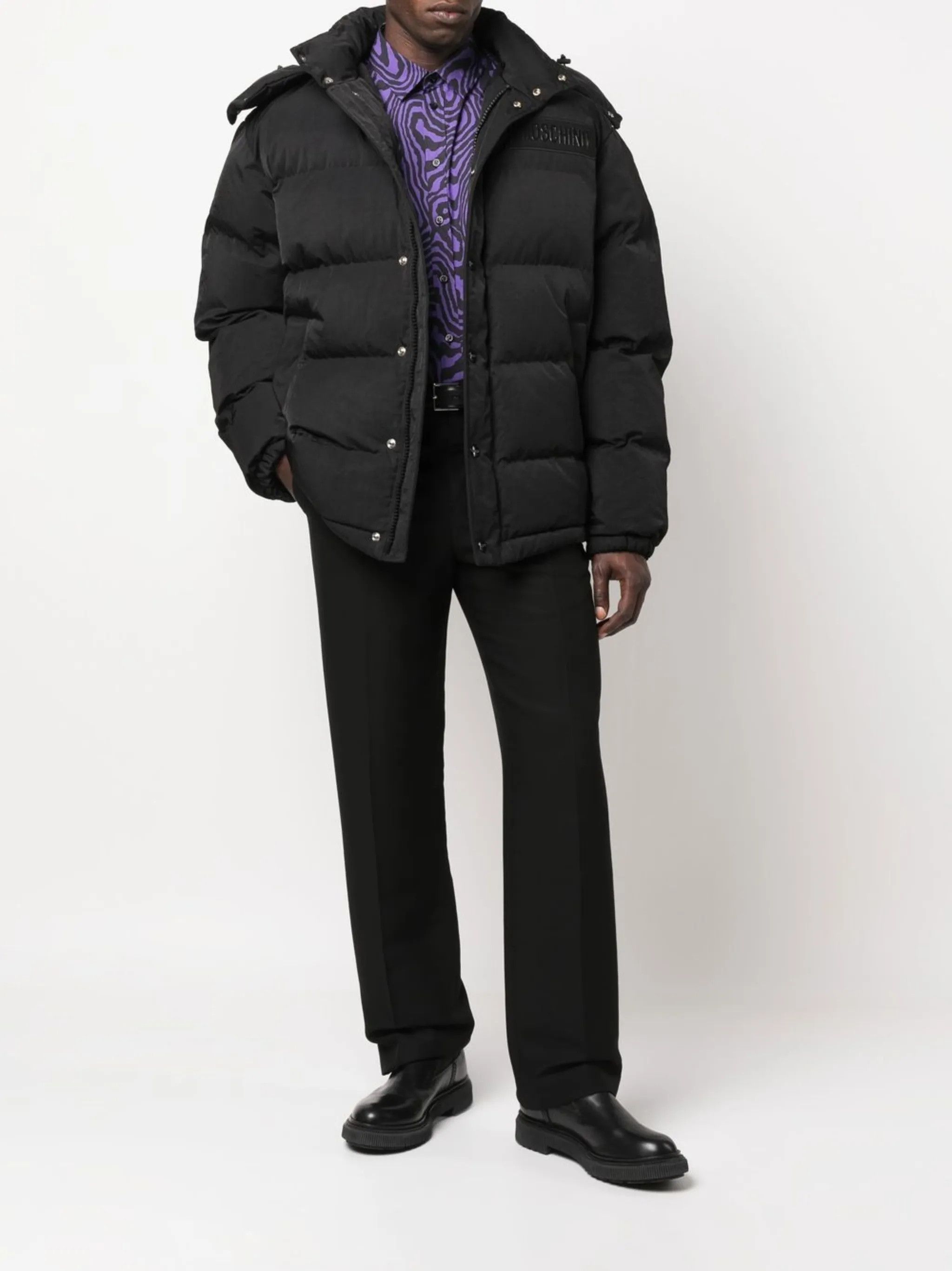 Moschino o1y0225 Logo Shell Hooded Jacket in Black Size US M / EU 48-50 / 2 - 6 Thumbnail