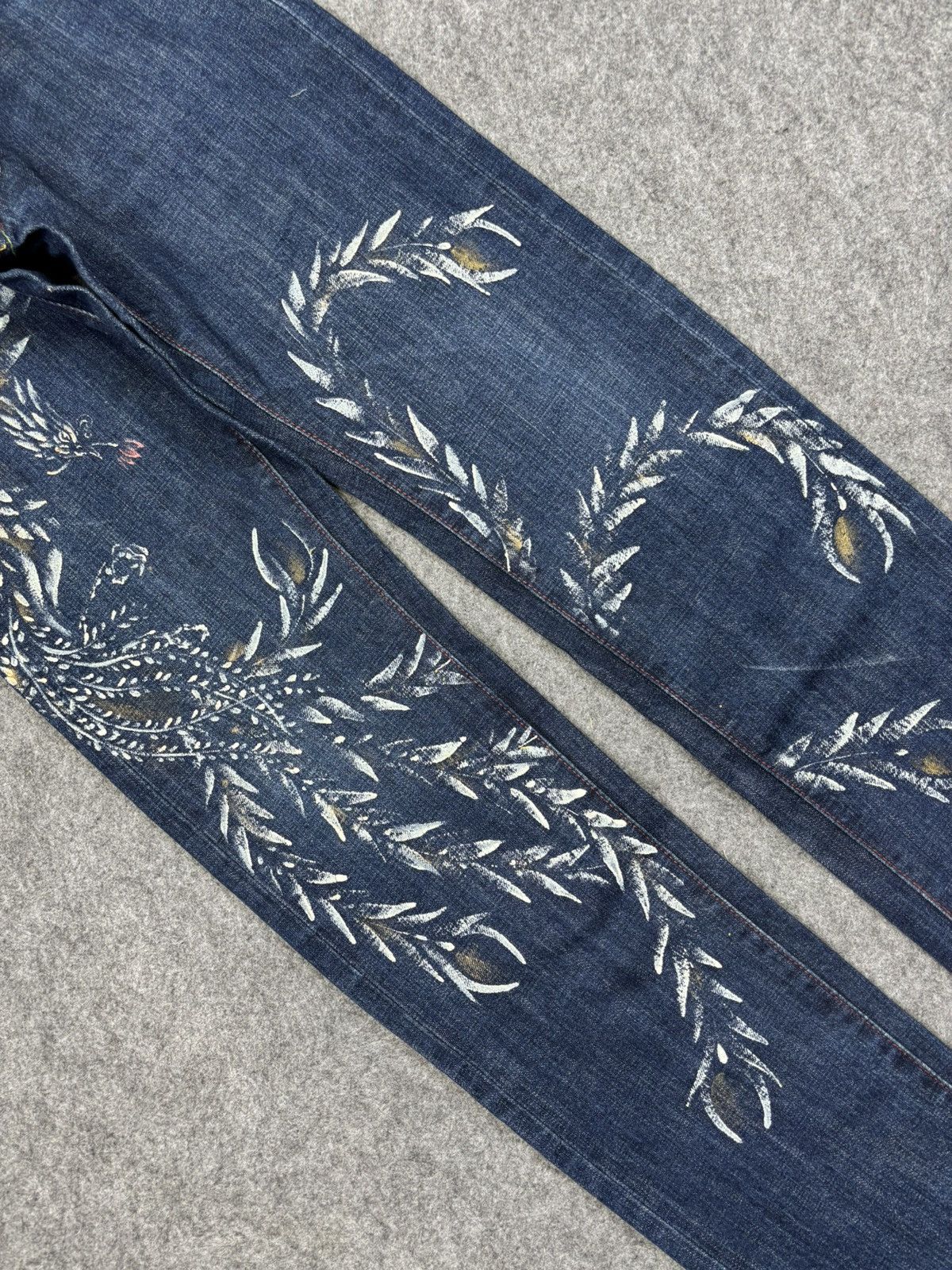 Japanese Brand 💥Artisanal💥Zen Clothing Flying Pheonix Mural Denim F706 Size US 27 - 10 Thumbnail