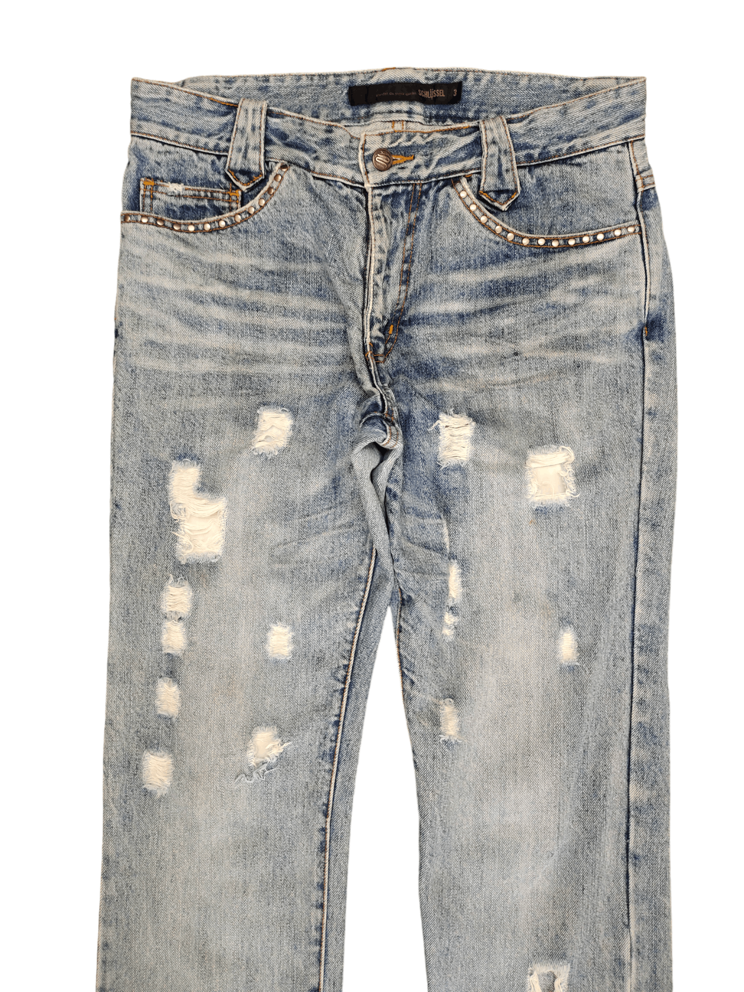 Hysteric Glamour × Undercover Schlussel Distress Faded Studded Denim Pants Size US 32 / EU 48 - 2 Thumbnail