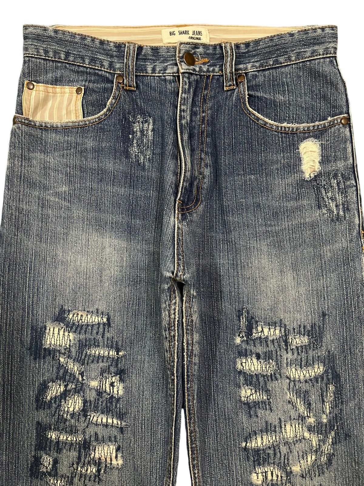 14th Addiction Vintage Japanese Brand Sashiko Distressed Baggy Jeans Size US 30 / EU 46 - 3 Thumbnail