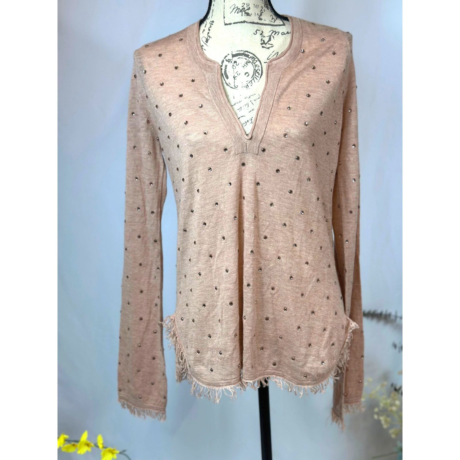 Zadig & Voltaire Zadig & Voltaire Riviera Rhinestone Cashmere Sweater Blush M Size M / US 6-8 / IT 42-44 - 10 Thumbnail