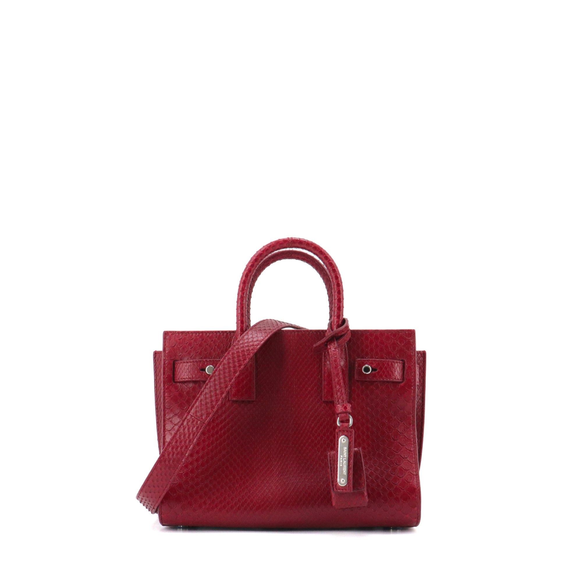 Saint Laurent Paris SAINT LAURENT - Saint Laurent Nano Day Bag in burgundy python Size ONE SIZE - 1 Thumbnail