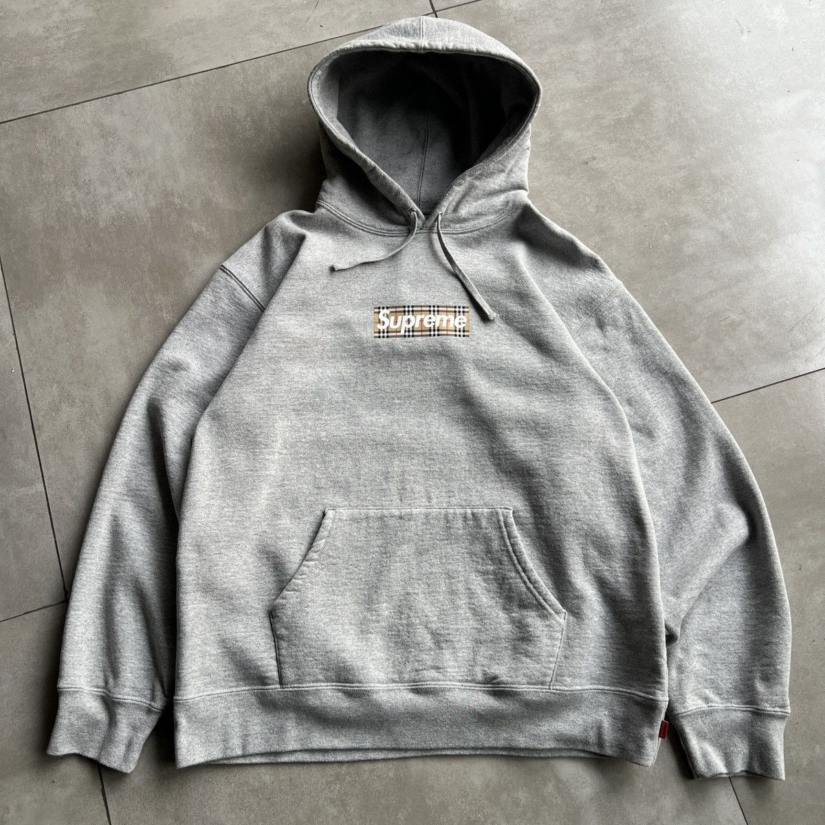Supreme Burberry Hoodie Grey | Grailed