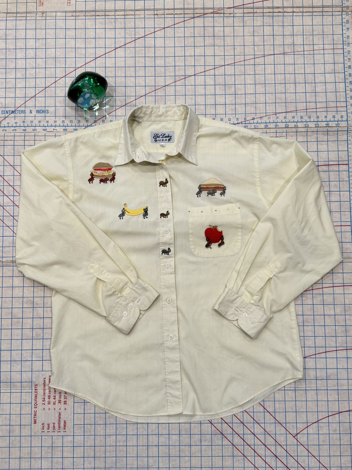 Vintage Vintage Get Lucky Ant Patches Button Up Shirt Yellow Size L Size US L / EU 52-54 / 3 - 8 Thumbnail