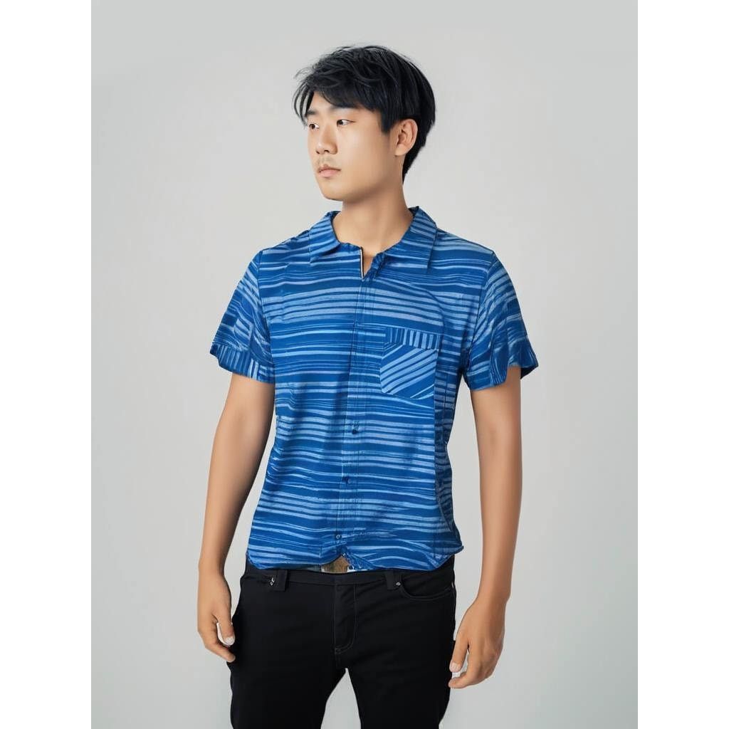 Tony Hawk Tony Hawk Men's Blue Striped Button-Up Shirt Size Large Size US L / EU 52-54 / 3 - 1 Thumbnail