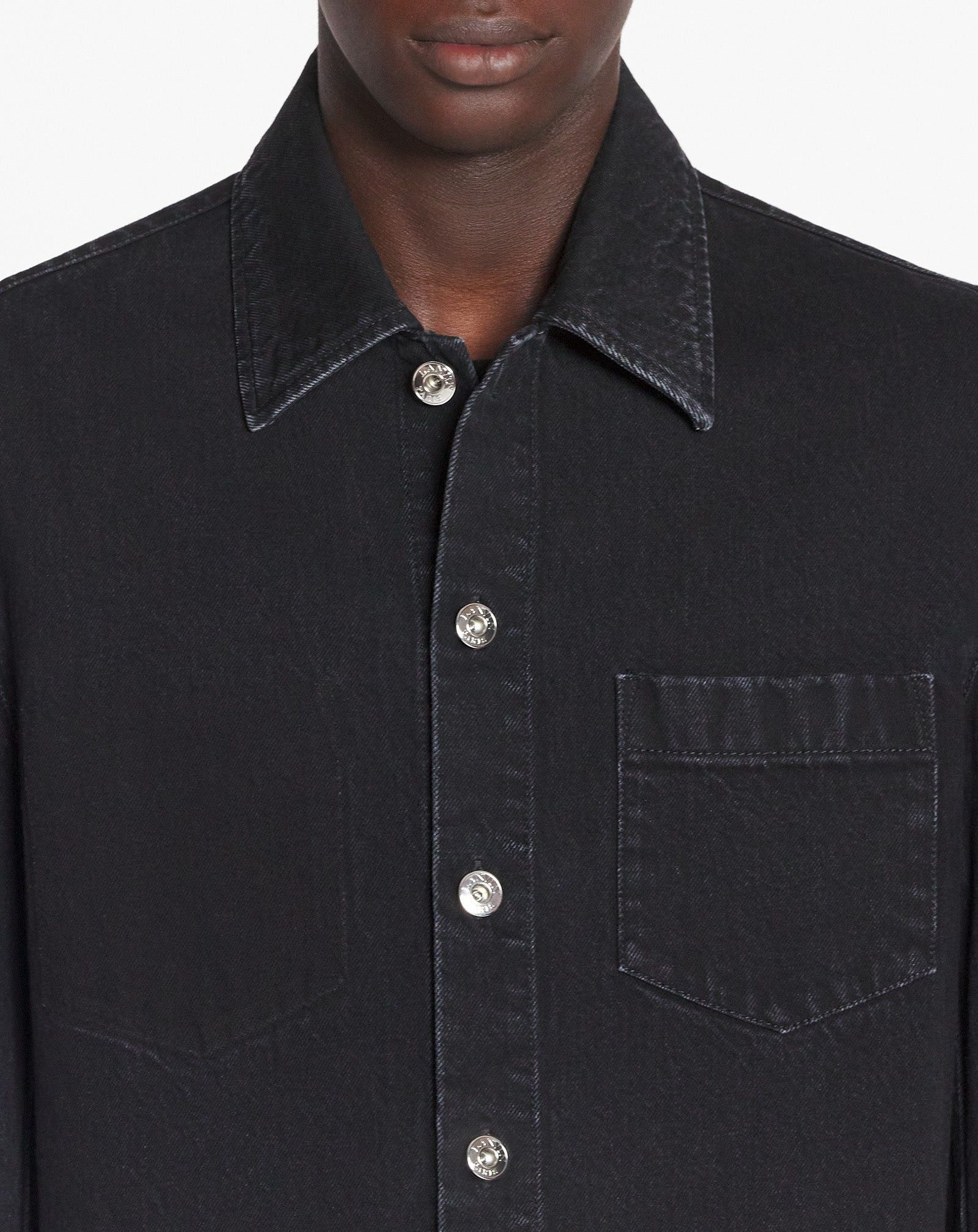 Lanvin o1tko10825 Cocoon Denim Shirt in Washed Black Size US XXL / EU 58 / 5 - 5 Thumbnail