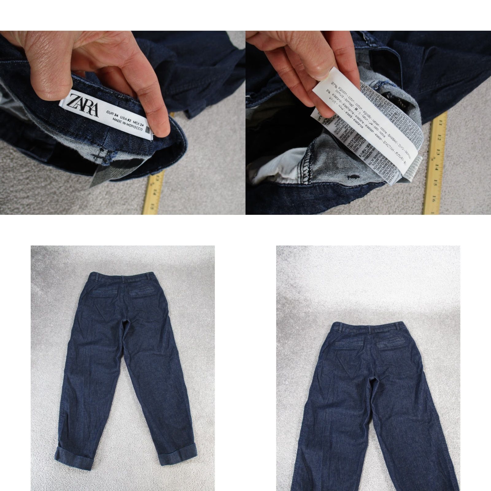 Zara VINTAGE Zara Womens Jeans Size 2 Dark Wash Tapered Cropped Ankle Zipper Denim Size 26" / US 2 / IT 38 - 8 Thumbnail