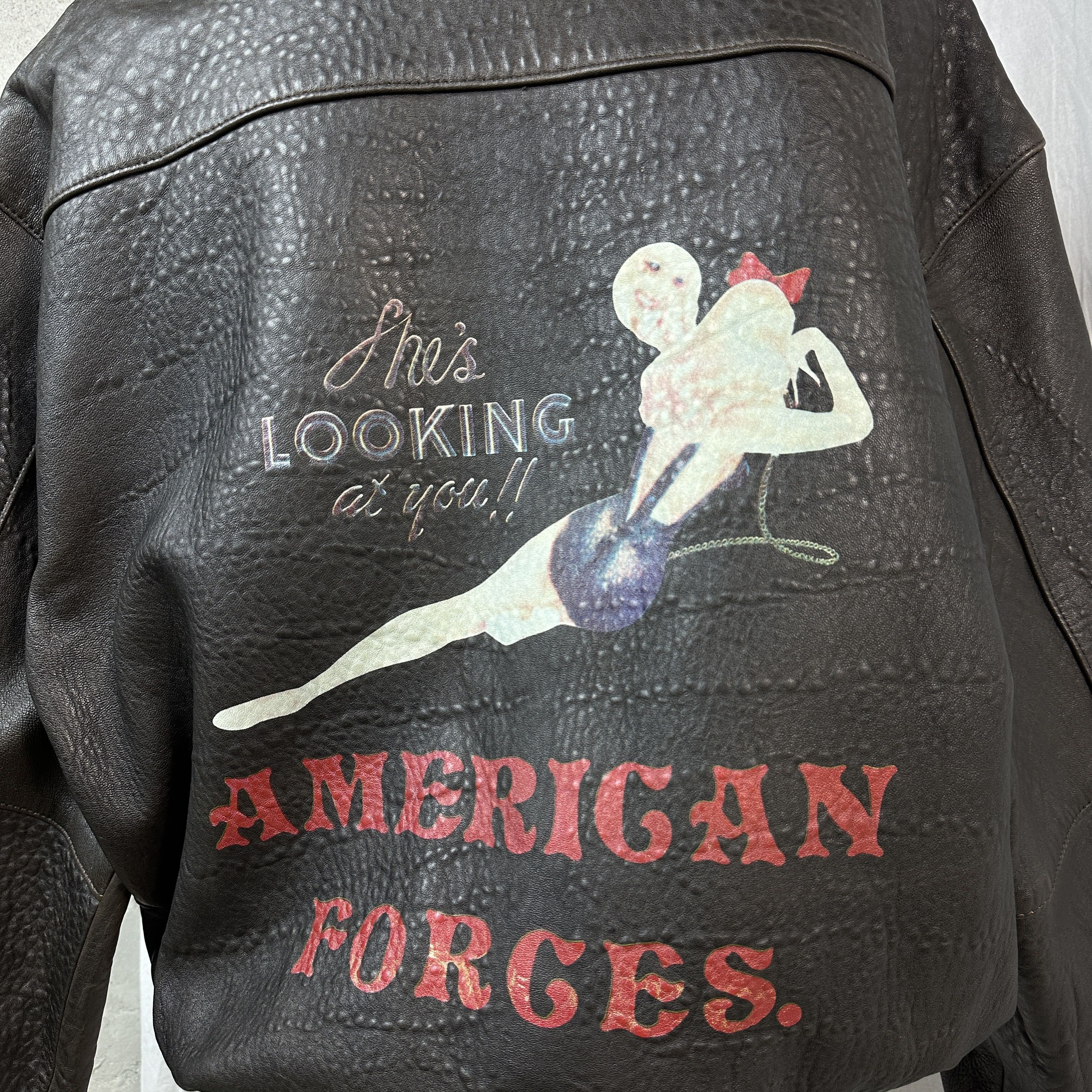 Vintage Vintage US Air Force Pinup Girl Leather Jacket Size US M / EU 48-50 / 2 - 11 Thumbnail