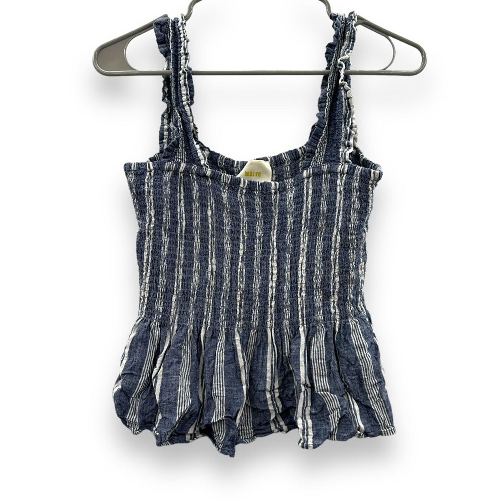 Anthropologie Anthropologie Maeve Schuyler Smocked Blue & White Top Sz M Size M / US 6-8 / IT 42-44 - 2 Thumbnail