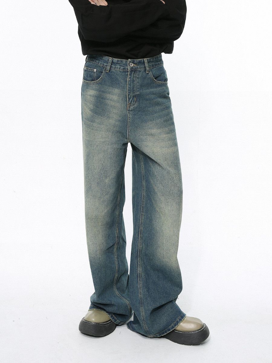 Vintage Men's Japanese retro blue casual wide-leg straight jeans Size US 32 / EU 48 - 2 Thumbnail