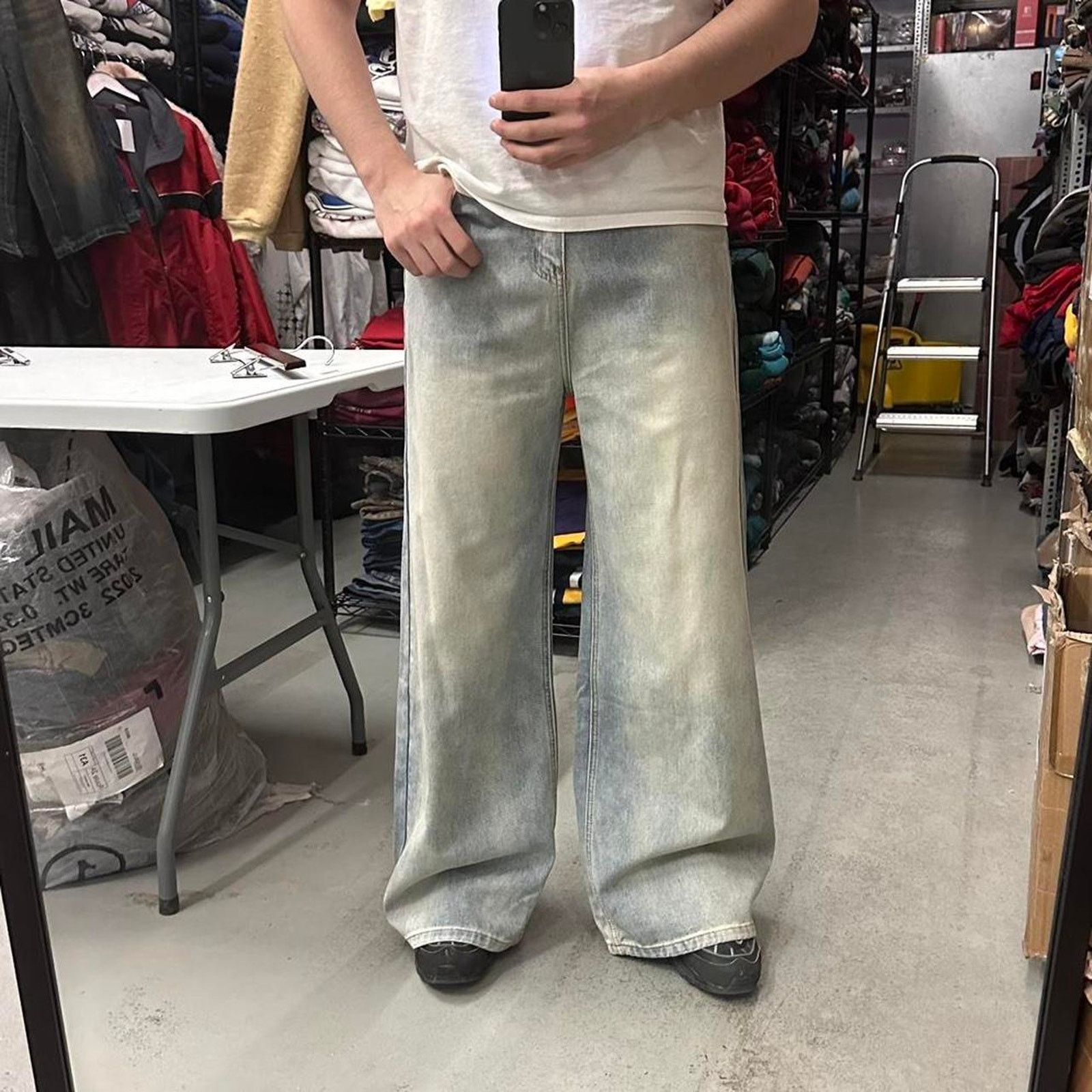 Other BLEACH WASH WIDE LEG BAGGY DENIM WAIST 34 MODELED Size US 34 / EU 50 - 4 Thumbnail