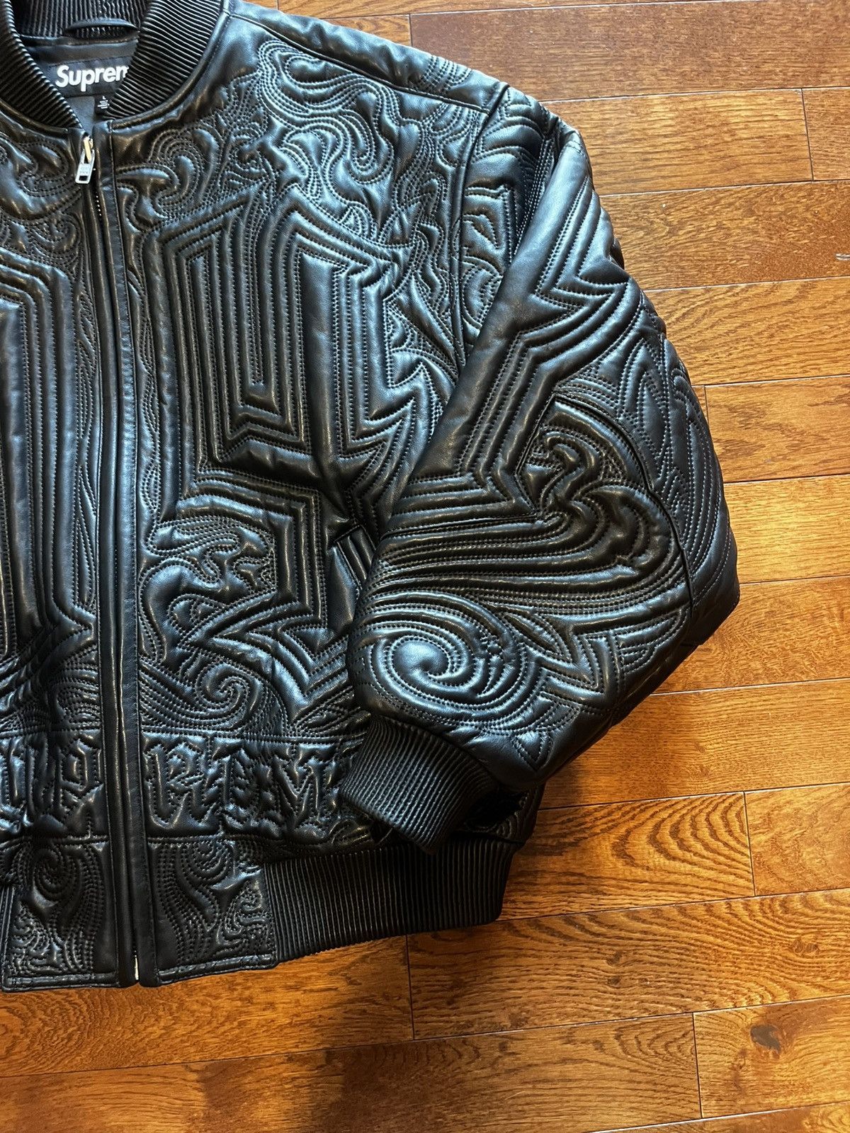 Supreme Supreme Mister Cartoon Embroidered Leather Varsity Jacket Size US L / EU 52-54 / 3 - 6 Thumbnail