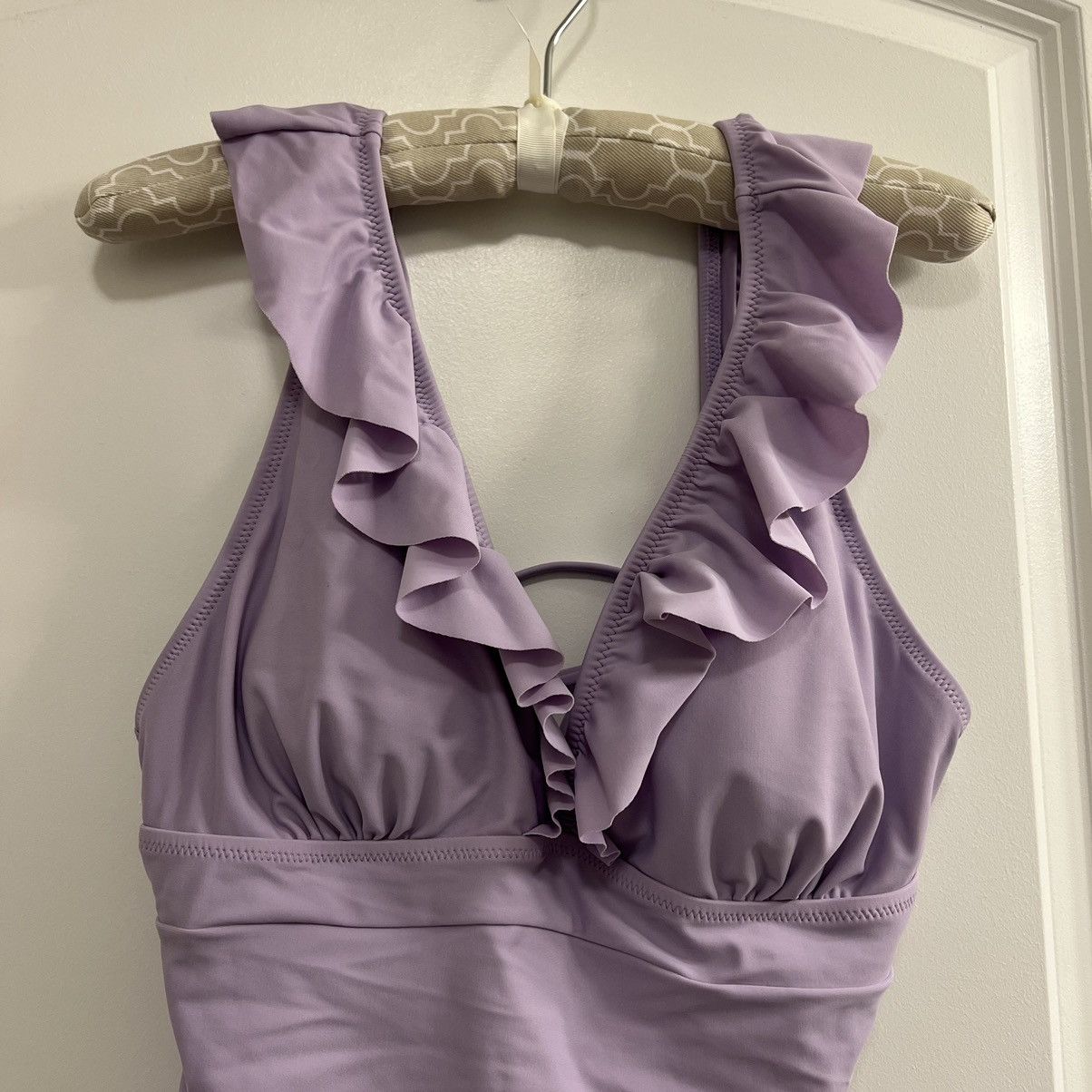 Other Unbranded Ruffle Plunge One-Piece Swimsuit Lavender Purple Size ONE SIZE - 2 Thumbnail