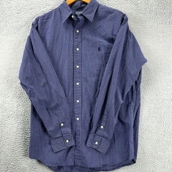 Polo Ralph Lauren Polo Ralph Lauren Shirt Adult Large Blue Grid Check Mens Size US L / EU 52-54 / 3 - 3 Thumbnail