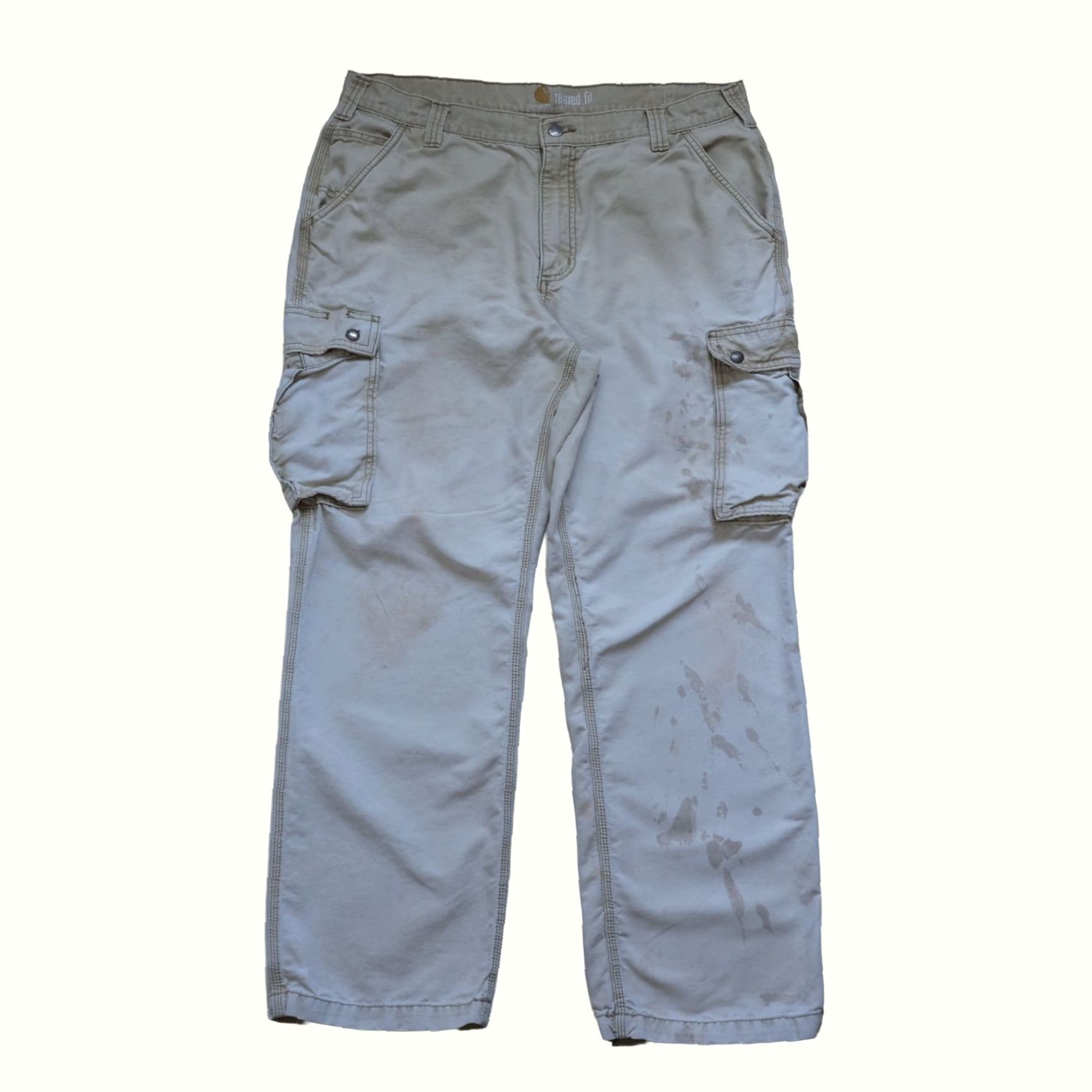 Carhartt VINTAGE Carhartt VTG Y2K 90s Workwear Distressed Cargo Pants Relaxed Fit Mens 38x32 Beige Cargo Pants 90s Womens? Size US 38 / EU 54 - 2 Thumbnail
