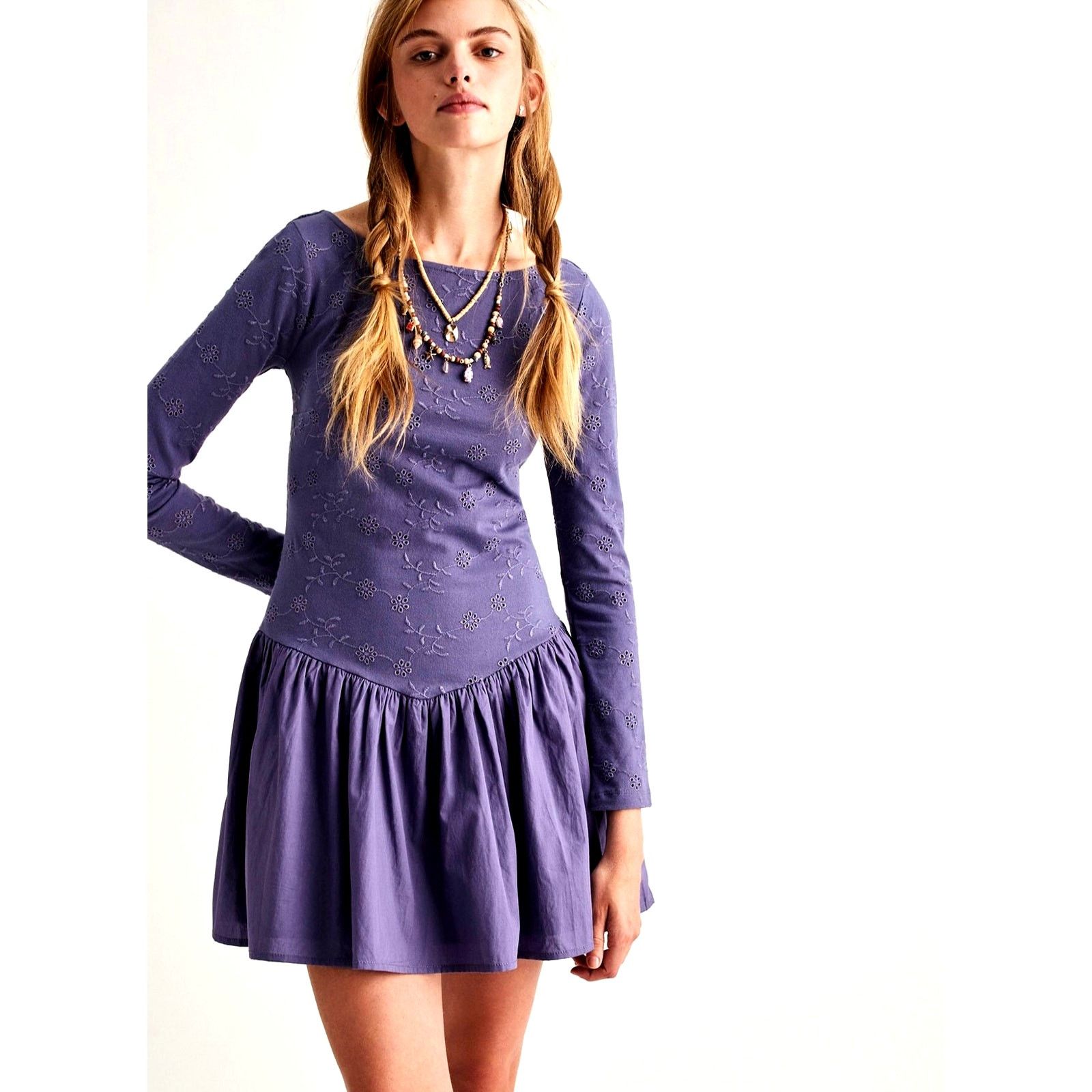 Free People Free People Surley Mini Dress Laser Cut Low Back Heron L Size L / US 10 / IT 46 - 2 Thumbnail
