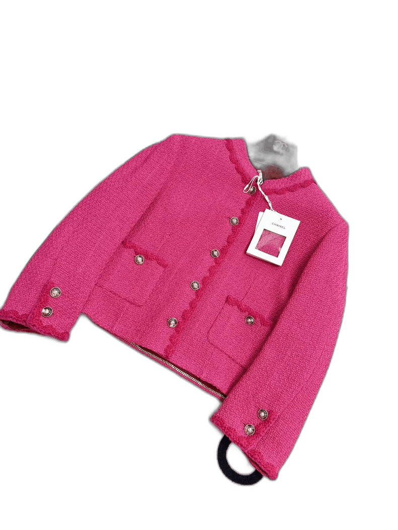 Chanel Chanel Pink Tweed Jacket with Crystal Buttons Size L / US 10 / IT 46 - 1 Thumbnail