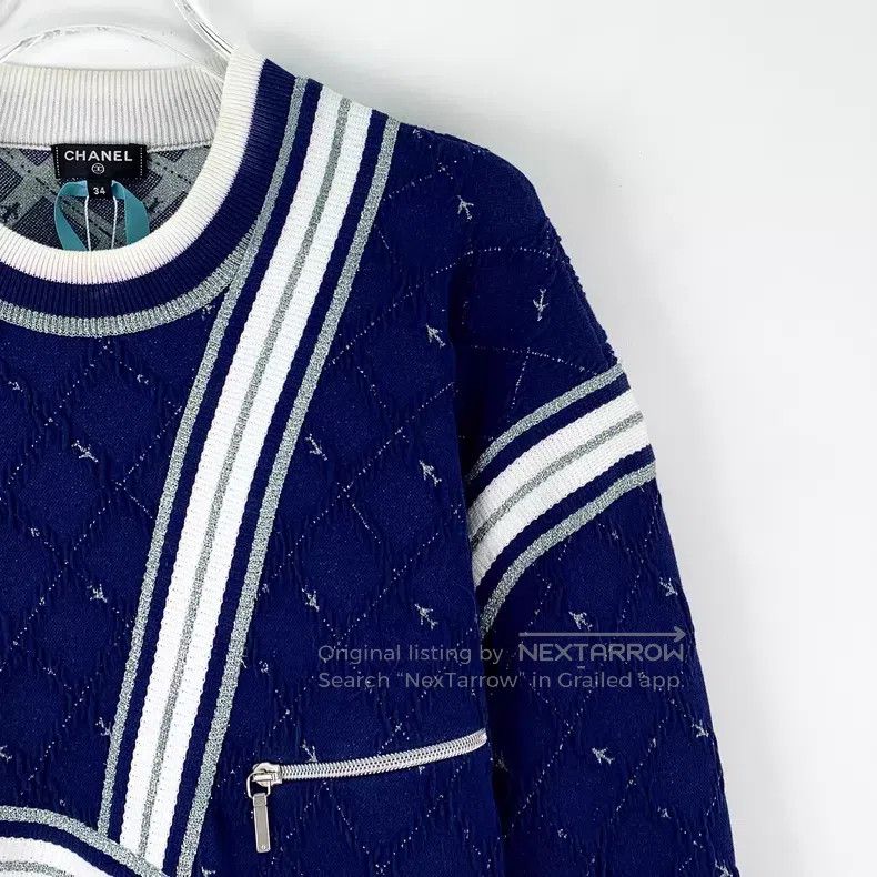 Chanel Chanel Airport Series Dark Blue Asymmetrical Striped Desig Size XXS / US 00 / IT 34 - 3 Thumbnail