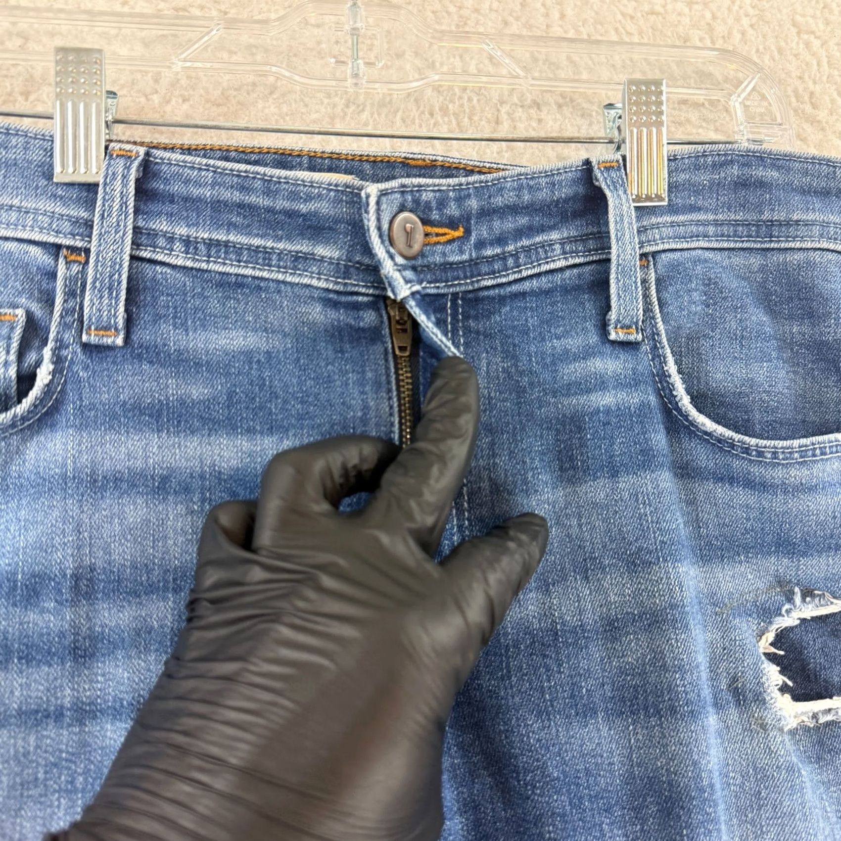 Vintage Pilcro Jeans Womens Size 30 Blue Denim Straight Leg Distressed Regular 5-Pocket Bohemian City Hippie Hipster Denim Size 30" / US 8 / IT 44 - 5 Thumbnail
