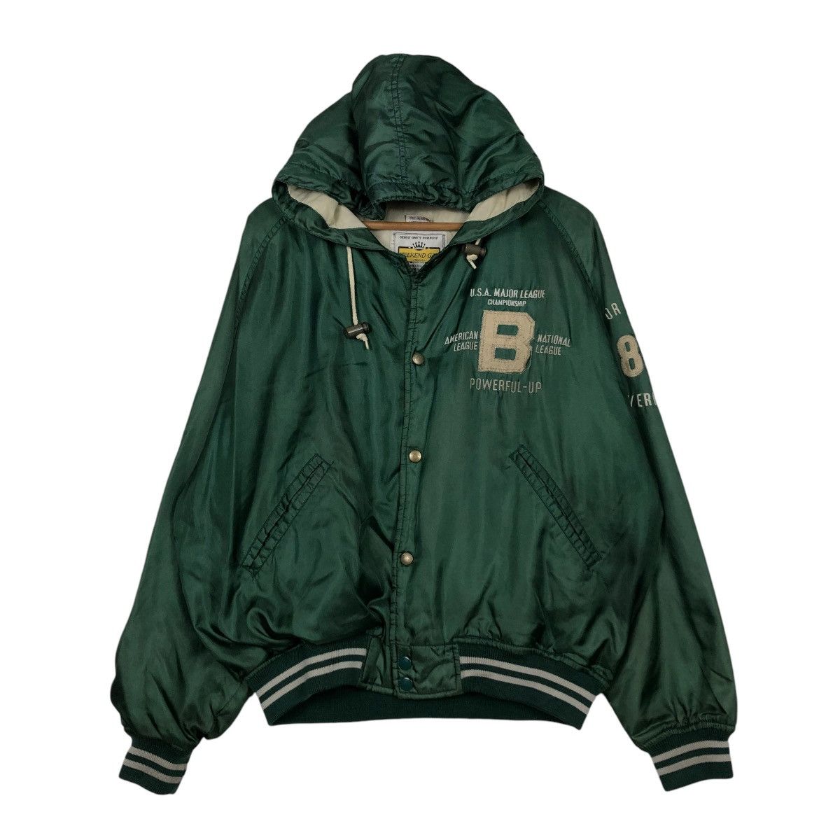 Japanese Brand 🔥SPORTSWEAR BOMBER JACKET MAJOR LEAGUE SPELL OUT BACK HIT Size US M / EU 48-50 / 2 - 3 Thumbnail