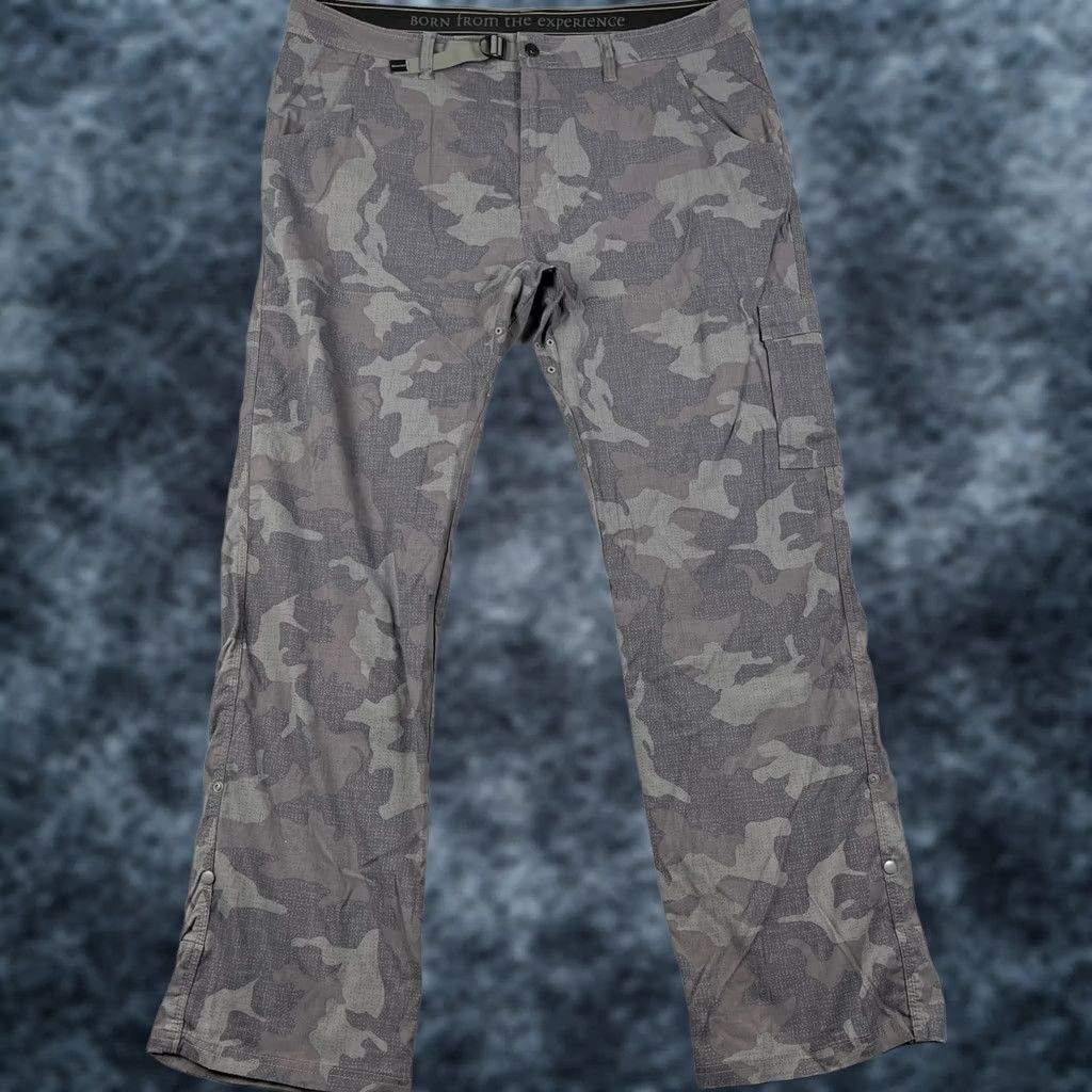 Prana Prana Zion II Stretch Straight Pants Hiking Belt Roll Snap Up 40x34 Grey Camo Mens Regular 40 Gray Camouflage Cargo Pocket Style Belted Pockets Nature Size US 40 / EU 56 - 1 Thumbnail