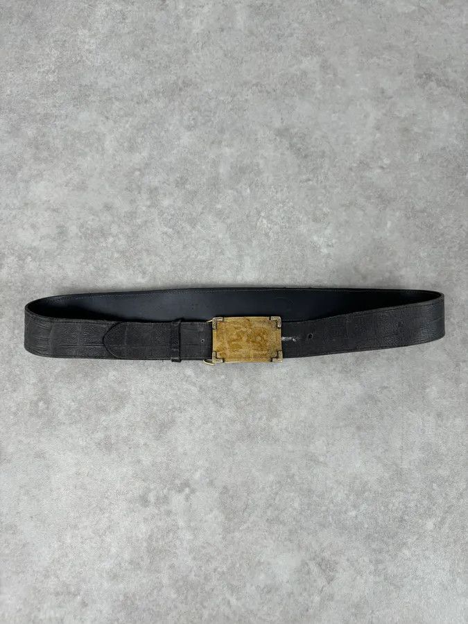 Just Cavalli Cavalli Black Leather Golden Buckle Dirt Effect Belt Size ONE SIZE - 3 Thumbnail