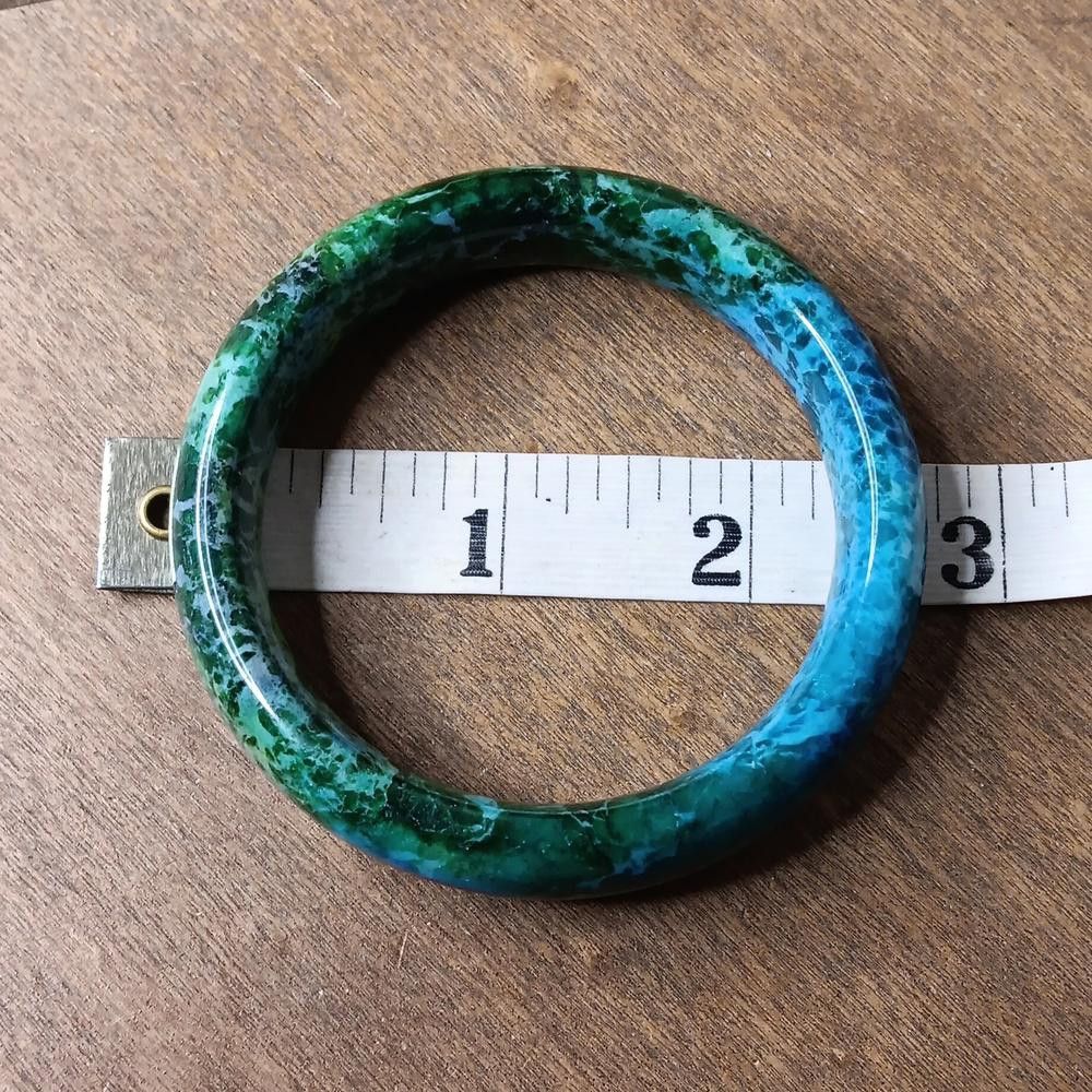 Designer Genuine Peacock Jade Bangle Bracelet Size ONE SIZE - 5 Thumbnail