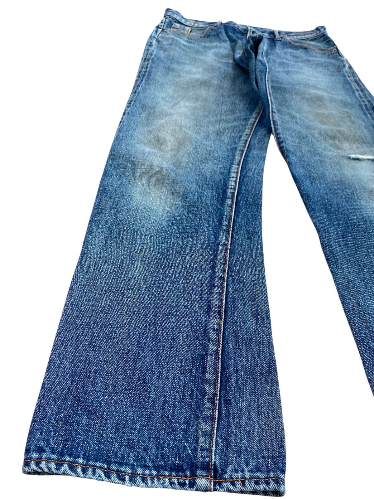 Japanese Brand Japanese Brand Acid Blue Wash Ripped Style Loose Jeans Size US 31 - 7 Thumbnail
