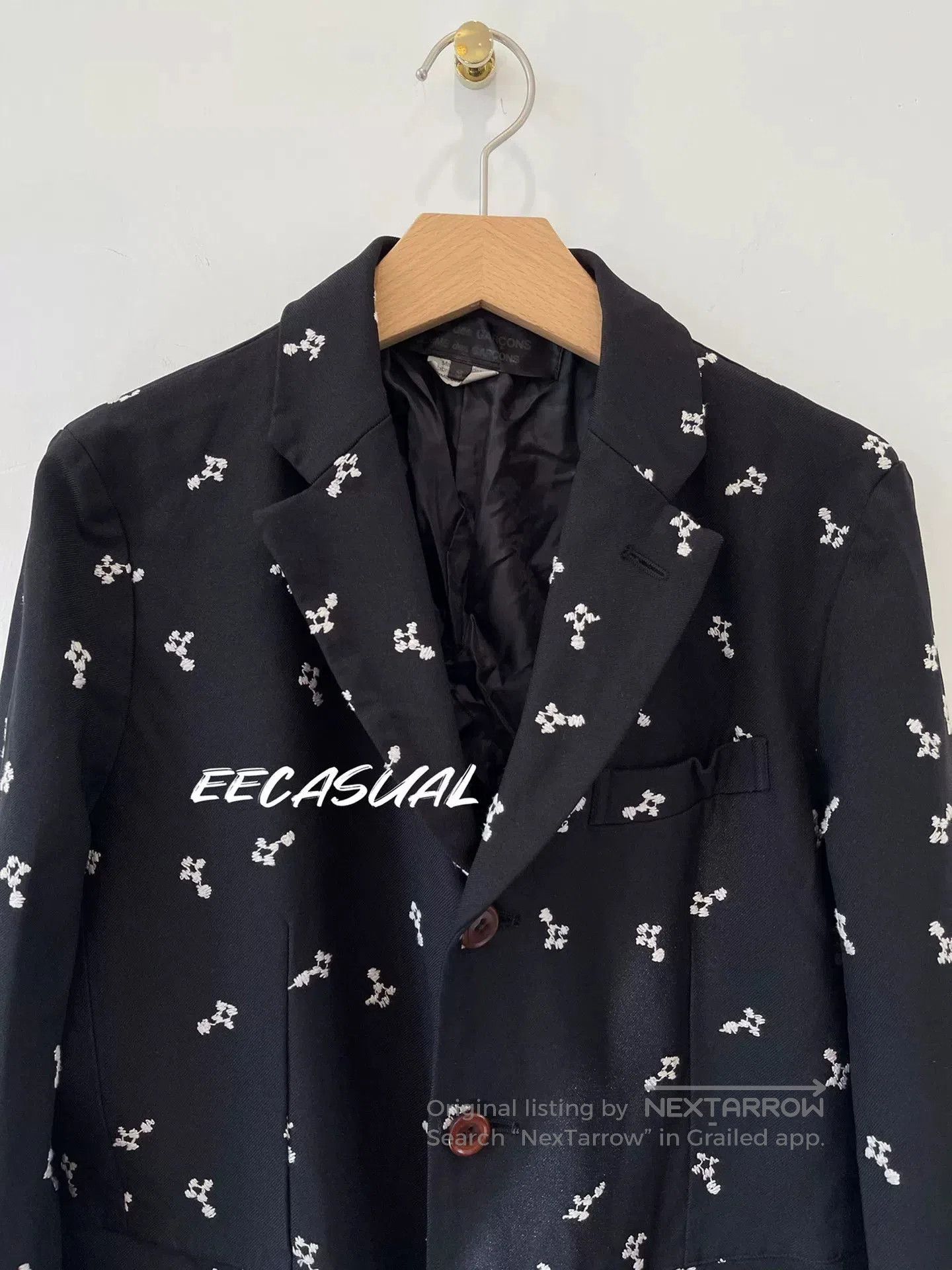 CDG by Comme des Garcons Black Embroidered Long Coat by Comme des Garçons. Size S / US 4 / IT 40 - 5 Thumbnail