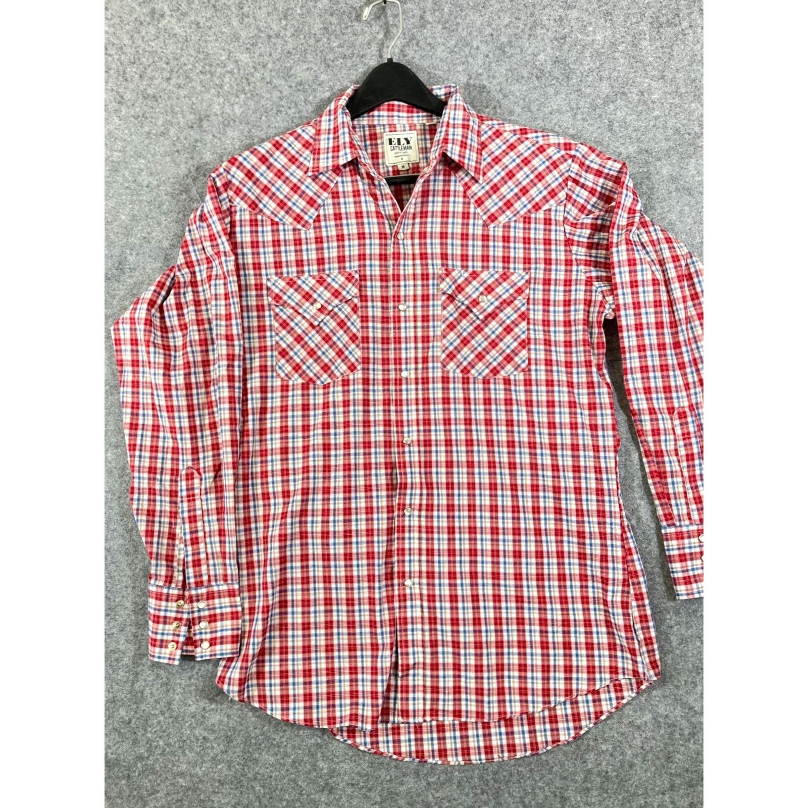 Vintage Ely Cattleman Western Shirt Mens M Red Blue Plaid Pearl Snap Long Sleeve Pockets Shirt Size US M / EU 48-50 / 2 - 2 Thumbnail