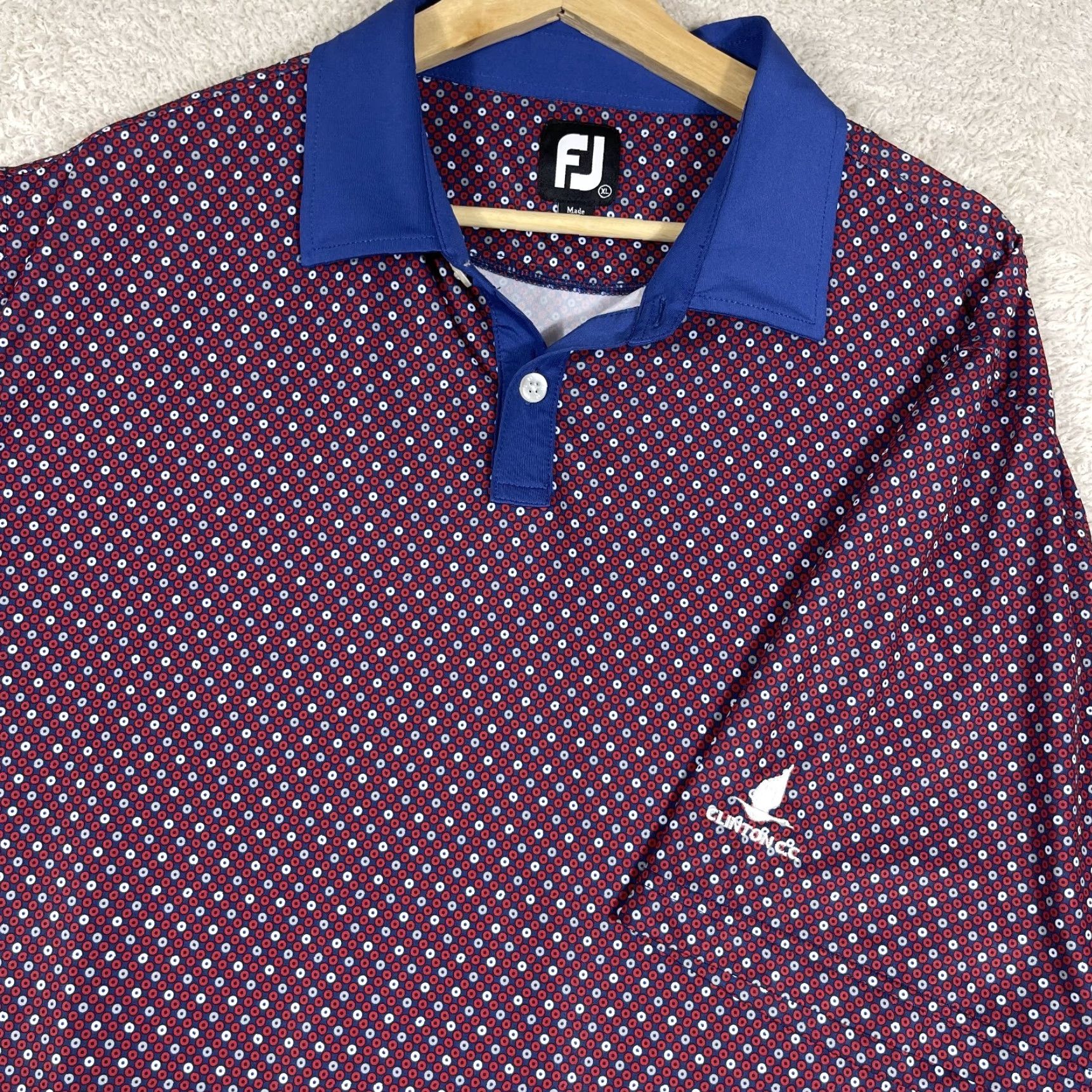 Footjoy FootJoy Polo Shirt Mens XL Circle Print FootJoy Lisle Floral Performance Clinton CC Polo Short Sleeve Multicolor Jungle Leaf Print Lisle Golf Men XL Size US XL / EU 56 / 4 - 2 Thumbnail
