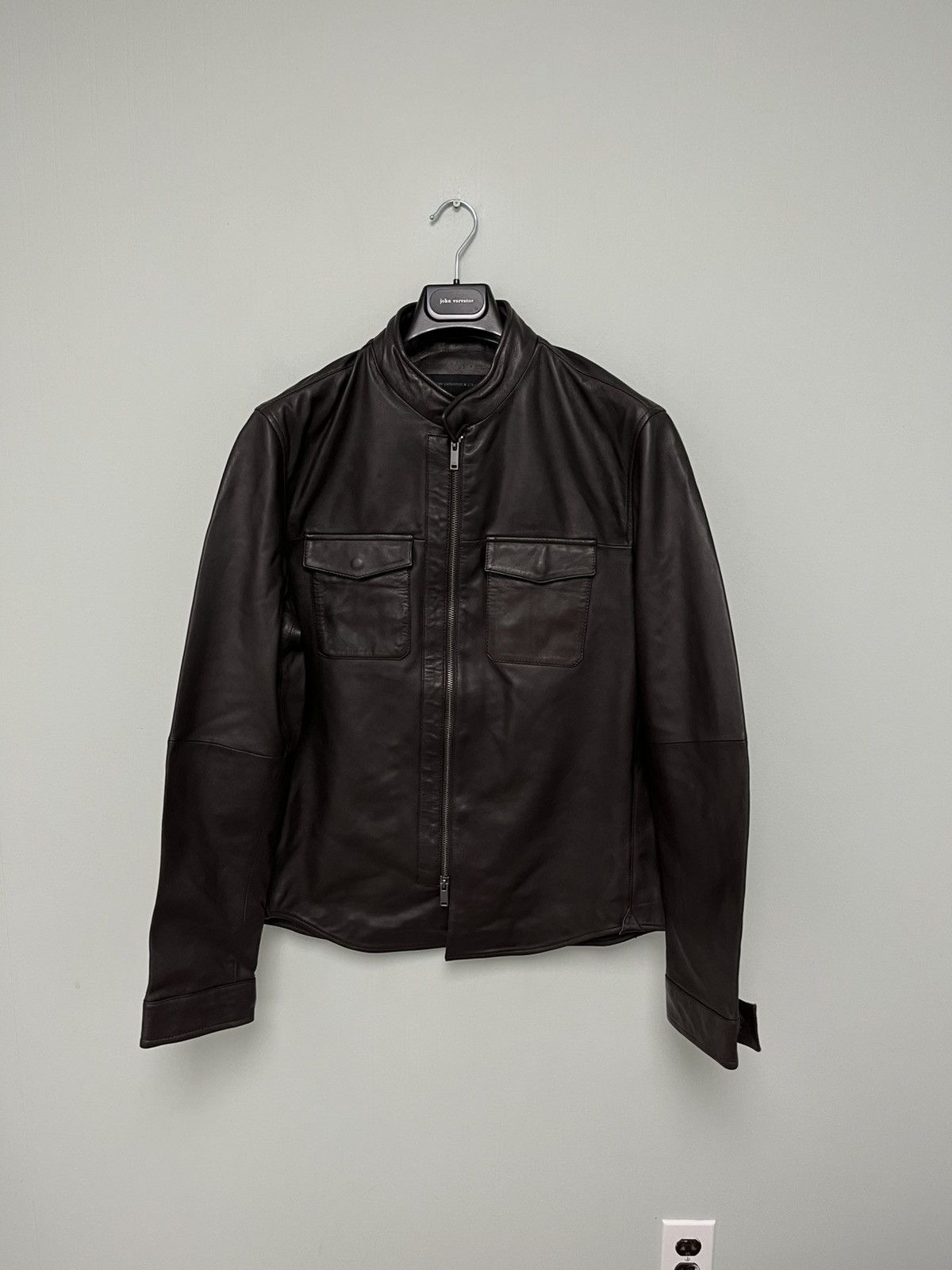 John Varvatos Leather snapfront jacket size medium Size US M / EU 48-50 / 2 - 13 Thumbnail