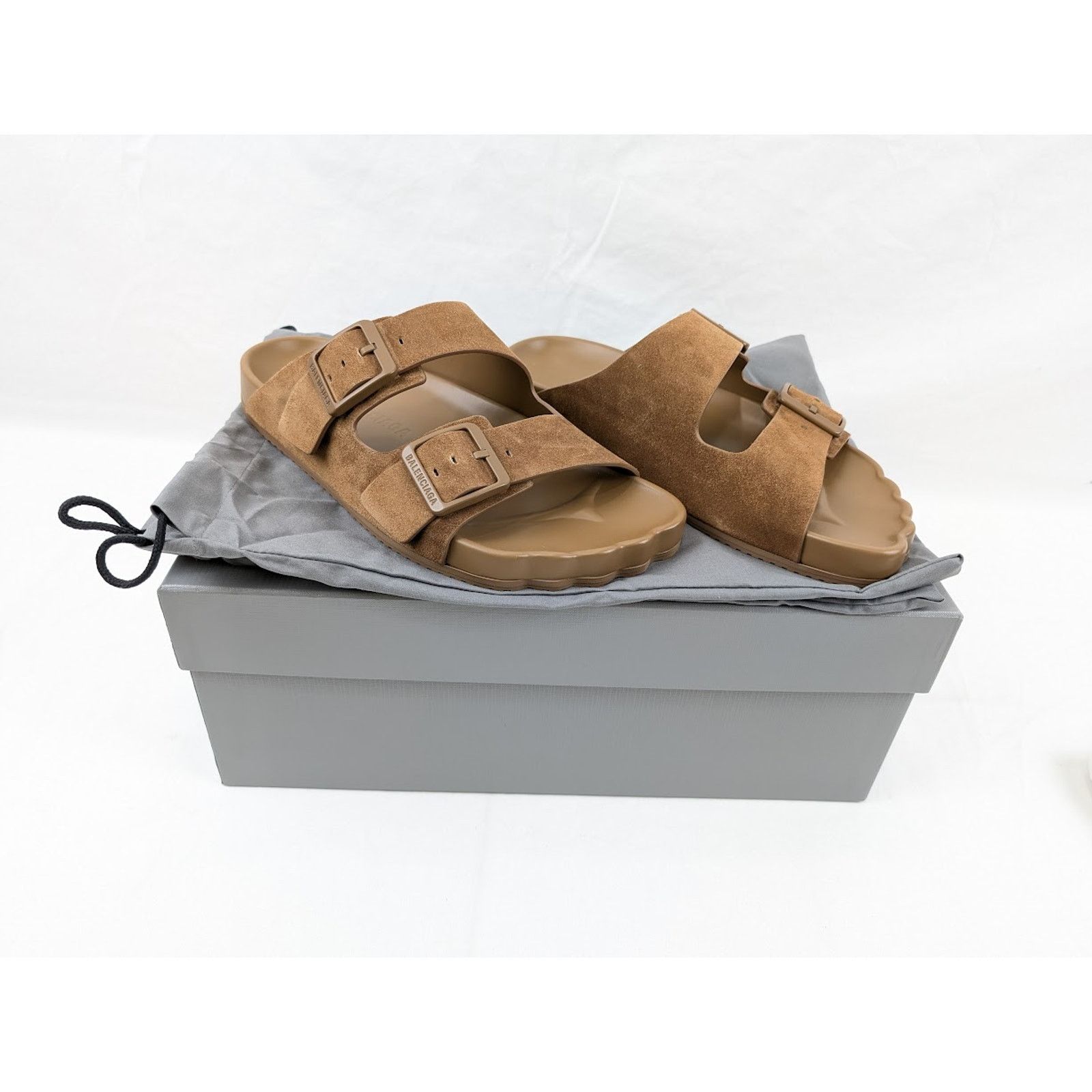 Balenciaga o1rshd1 Q:3 / Suede Sunday Sandals in Brown Size US 11 / EU 44 - 19 Thumbnail