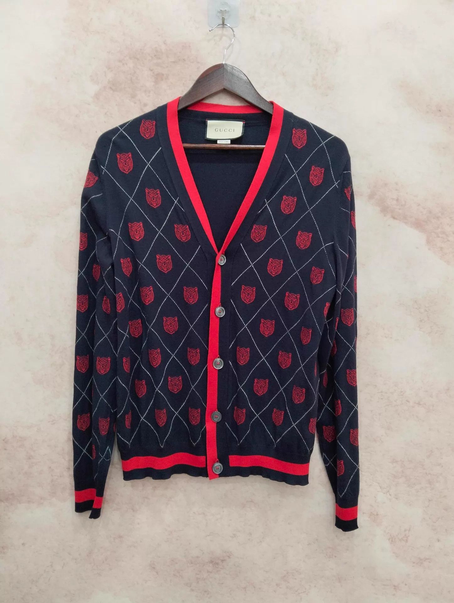 Gucci GUCCI animal print V-neck long sleeve knit sweater XL Size US XL / EU 56 / 4 - 1 Thumbnail