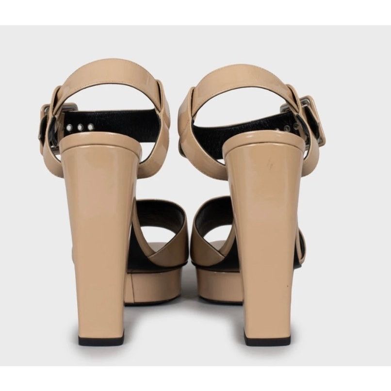 Hermes Hermès Beige Patent Leather Sandals Sz.37.5 Size US 6.5 / IT 36.5 - 4 Thumbnail