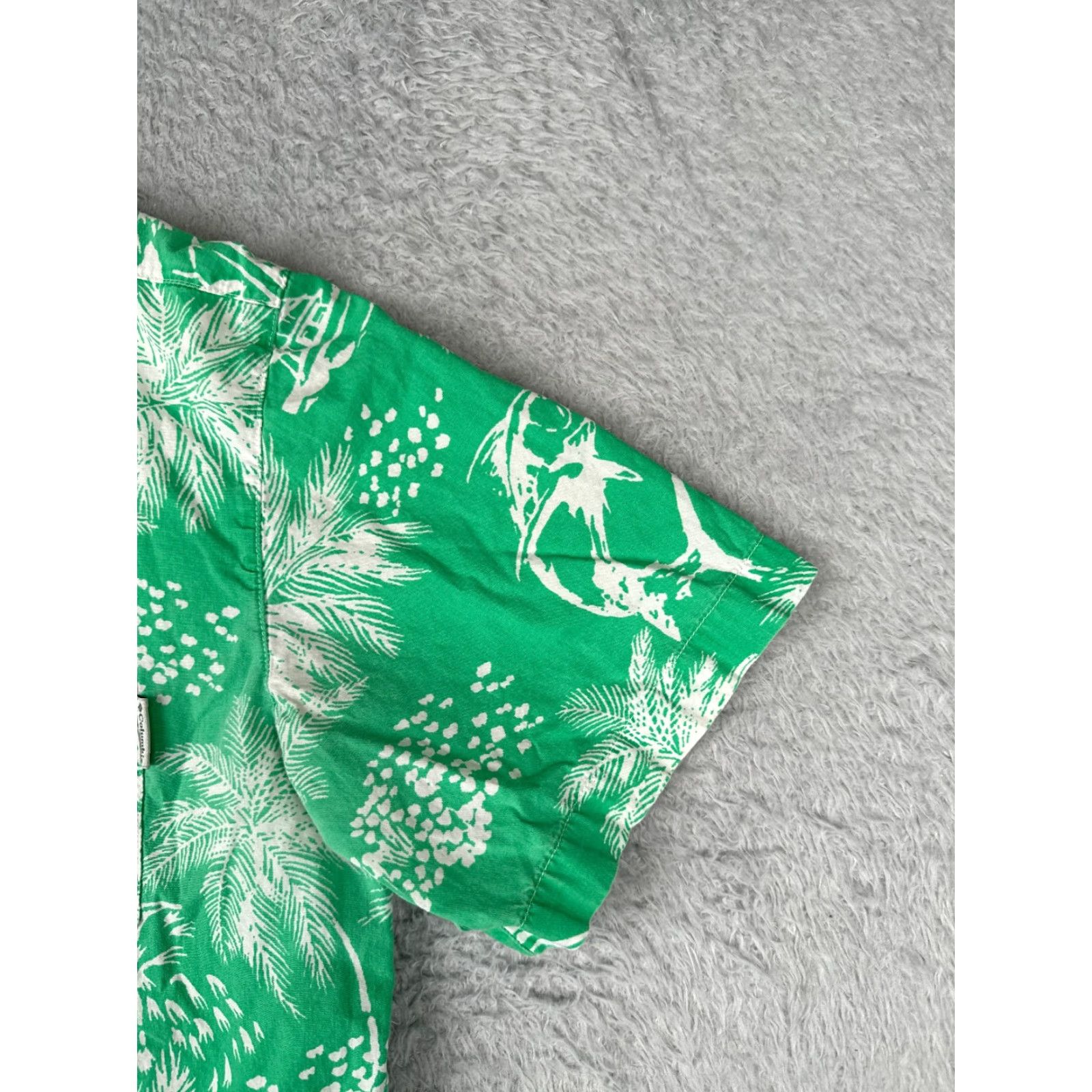 Vintage Columbia Shirt Men Large Green Floral Marlin Button Up PFG Fishing Boating Vent Size US L / EU 52-54 / 3 - 2 Thumbnail